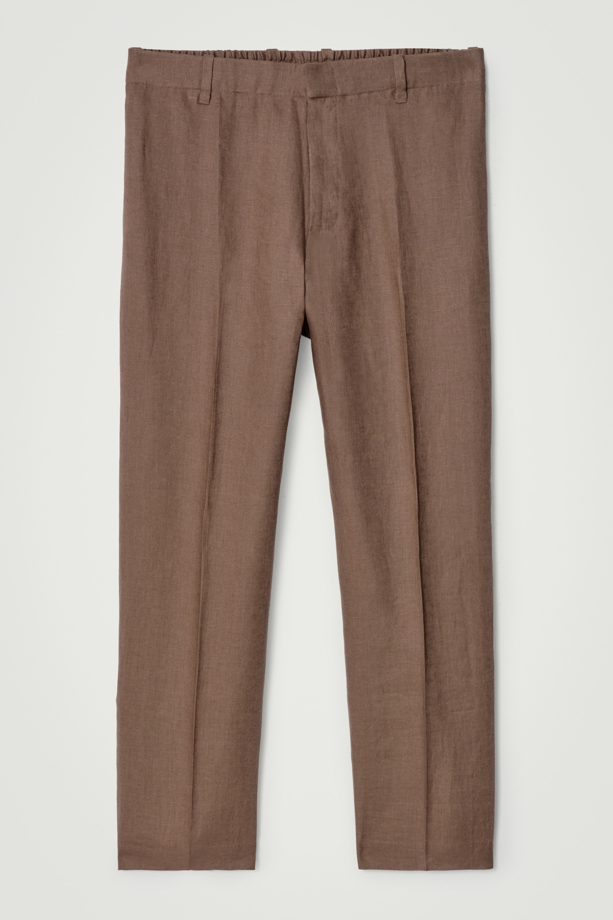 PANTALONI ELASTICIZZATI A GAMBA DRITTA IN LINO - MARRONE/BLU NAVY/NERO/BIANCO