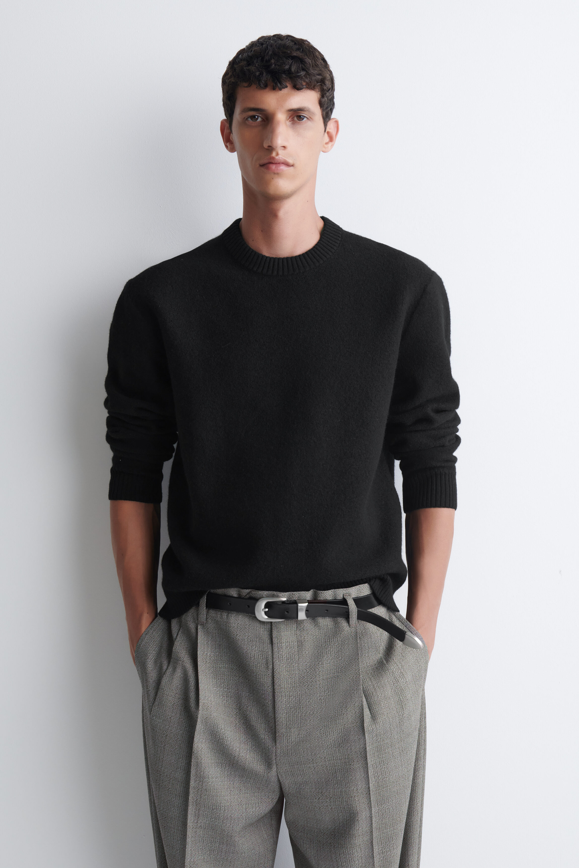 BOILED MERINO WOOL CREW-NECK SWEATER - BLACK | COS US