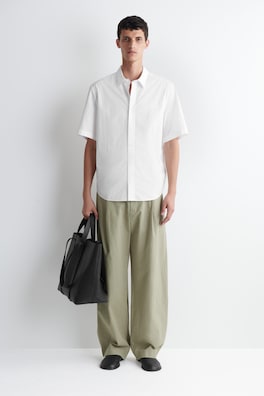 RELAXED COTTON SHORT-SLEEVED SHIRT — WHITE 5