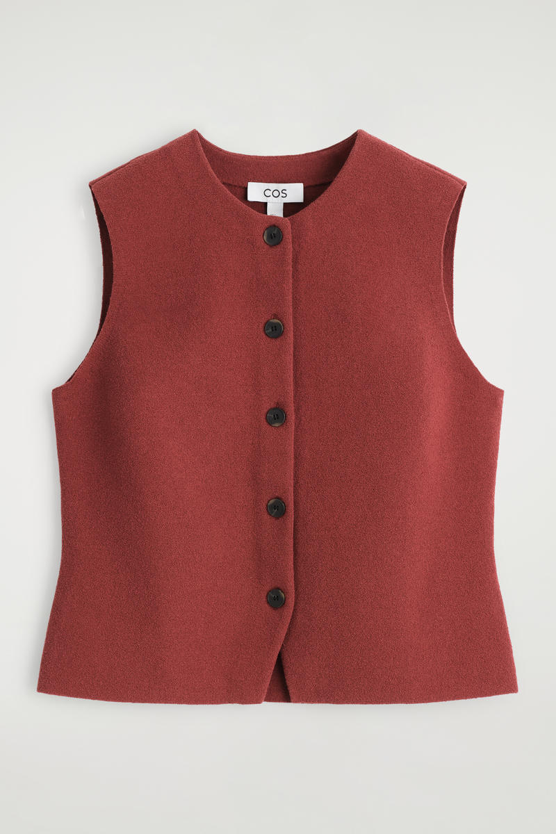 Cos Knittedcottonwaistcoat In Red