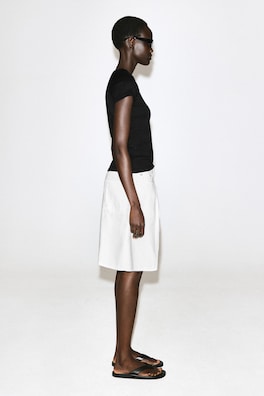 WIDE-LEG DENIM SHORTS — WHITE 4