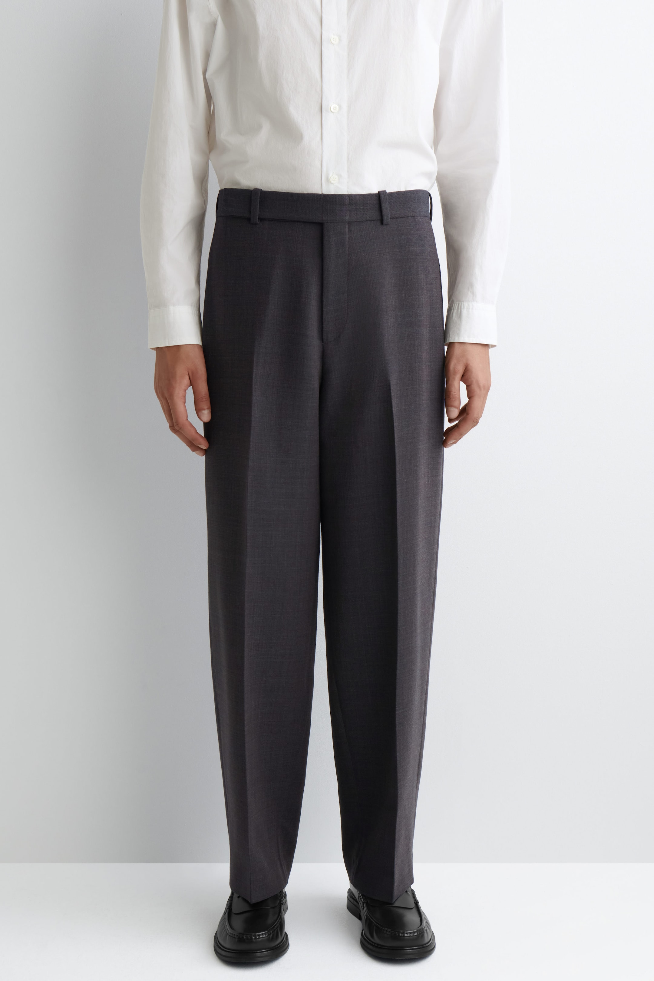 WOOL-BLEND STRAIGHT-LEG PANTS
