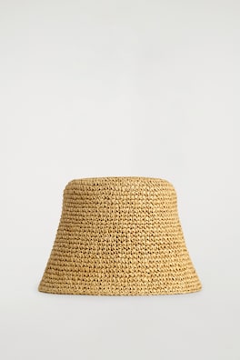 SCULPTED STRAW BUCKET HAT — BEIGE 4