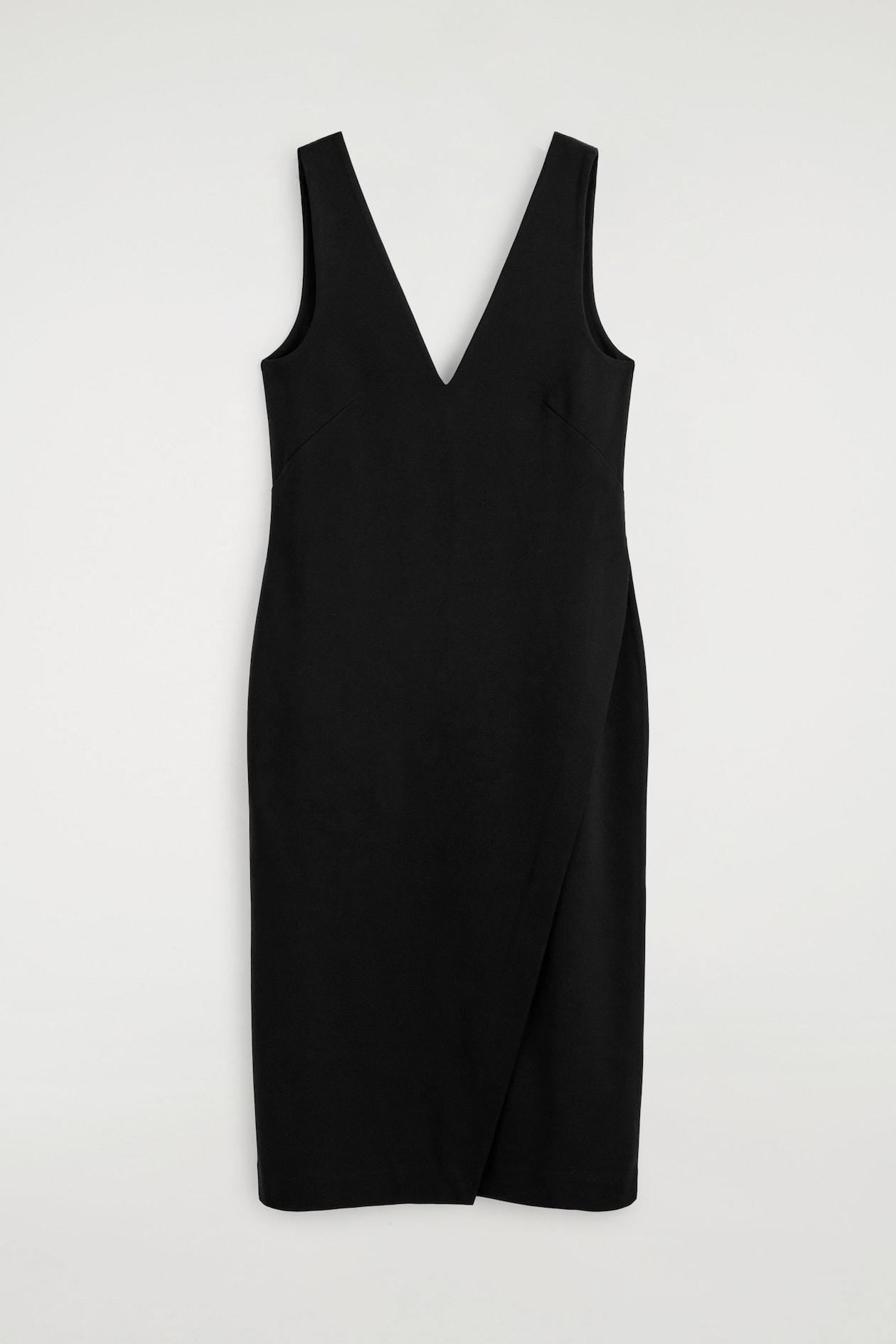 COS Women's V-Neck Wrapped Midi Dress in Black | Rayon | Size: XL COS Women's V-Neck Wrapped Midi Dress in Black | Rayon | Size: XL