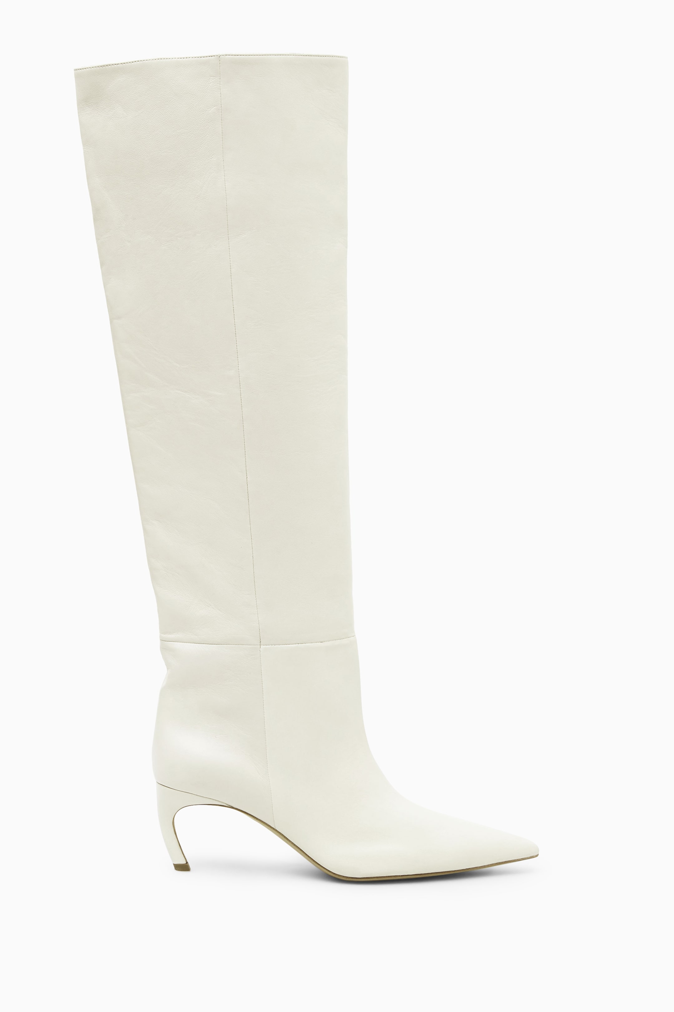 Näytä suurempi kuva: POINTED-TOE LEATHER KNEE-HIGH BOOTS - WHITE - NAISET | H&M FI 1