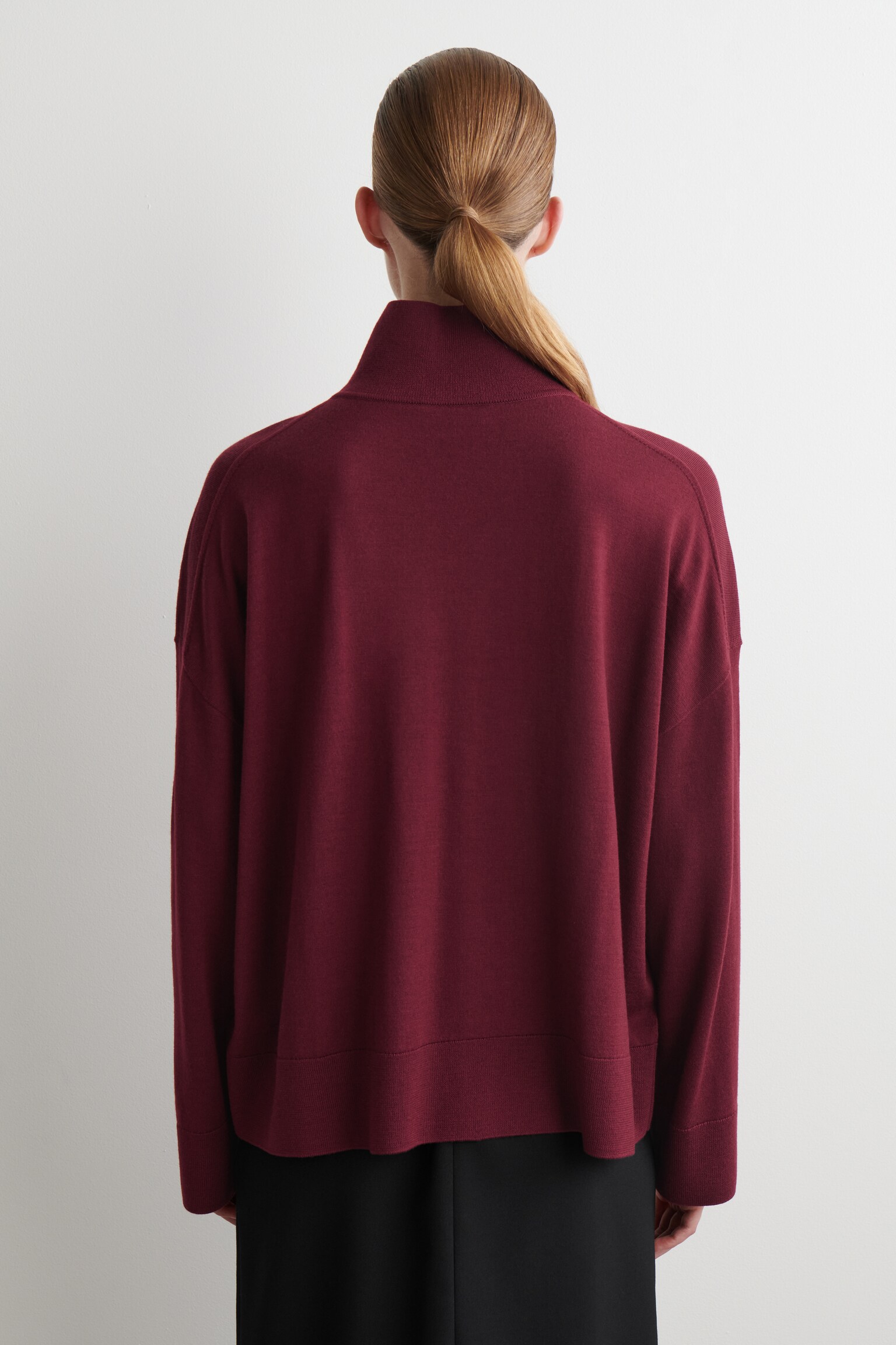 JERSEY DE CUELLO PERKINS DE LANA MERINO - ROJO OSCURO JASPEADO/AZUL MARINO - 6