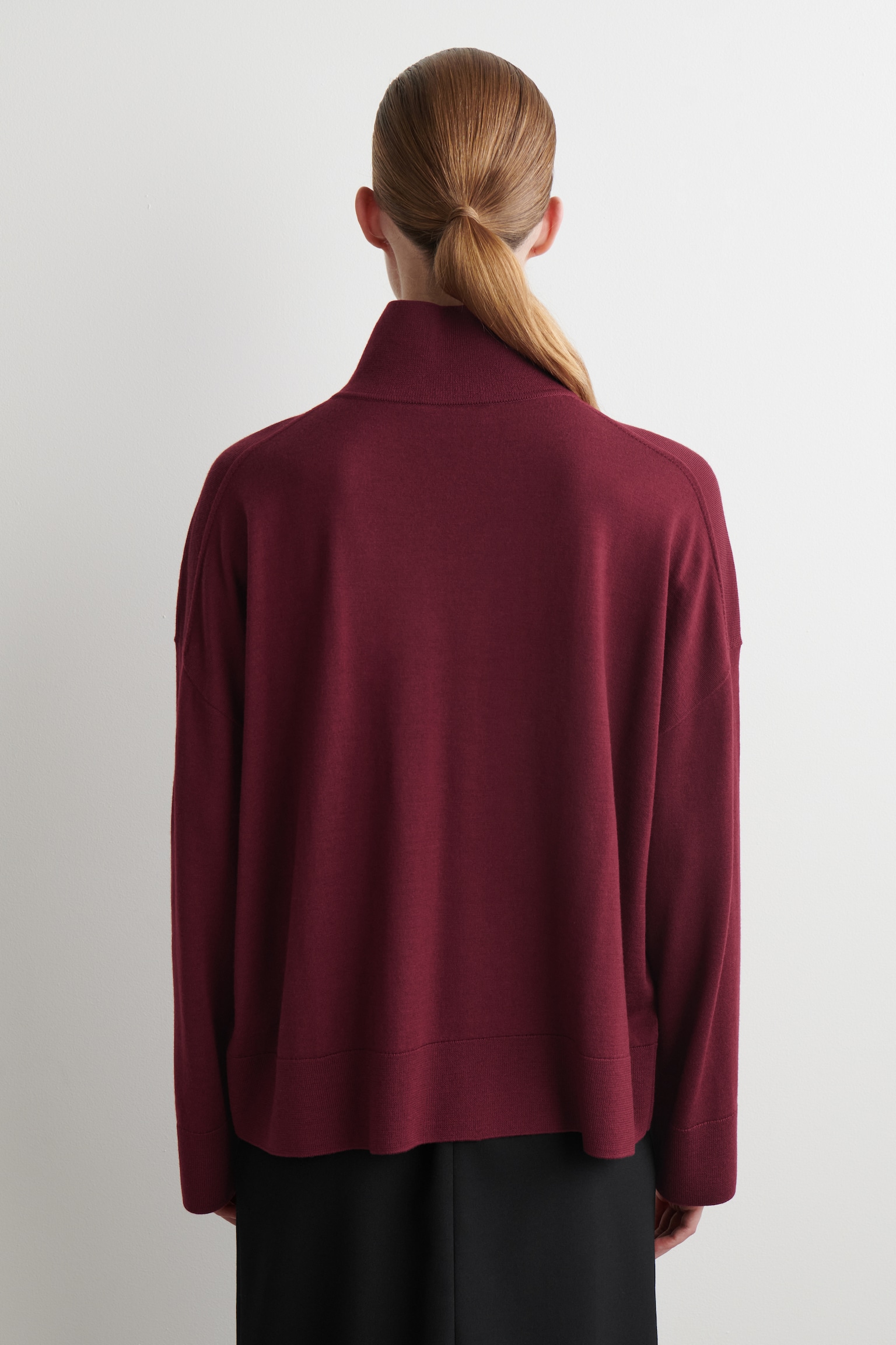MERINO WOOL TURTLENECK JUMPER - DARK-RED MÉLANGE - 7