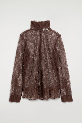 TURTLENECK LACE TOP — BROWN 10