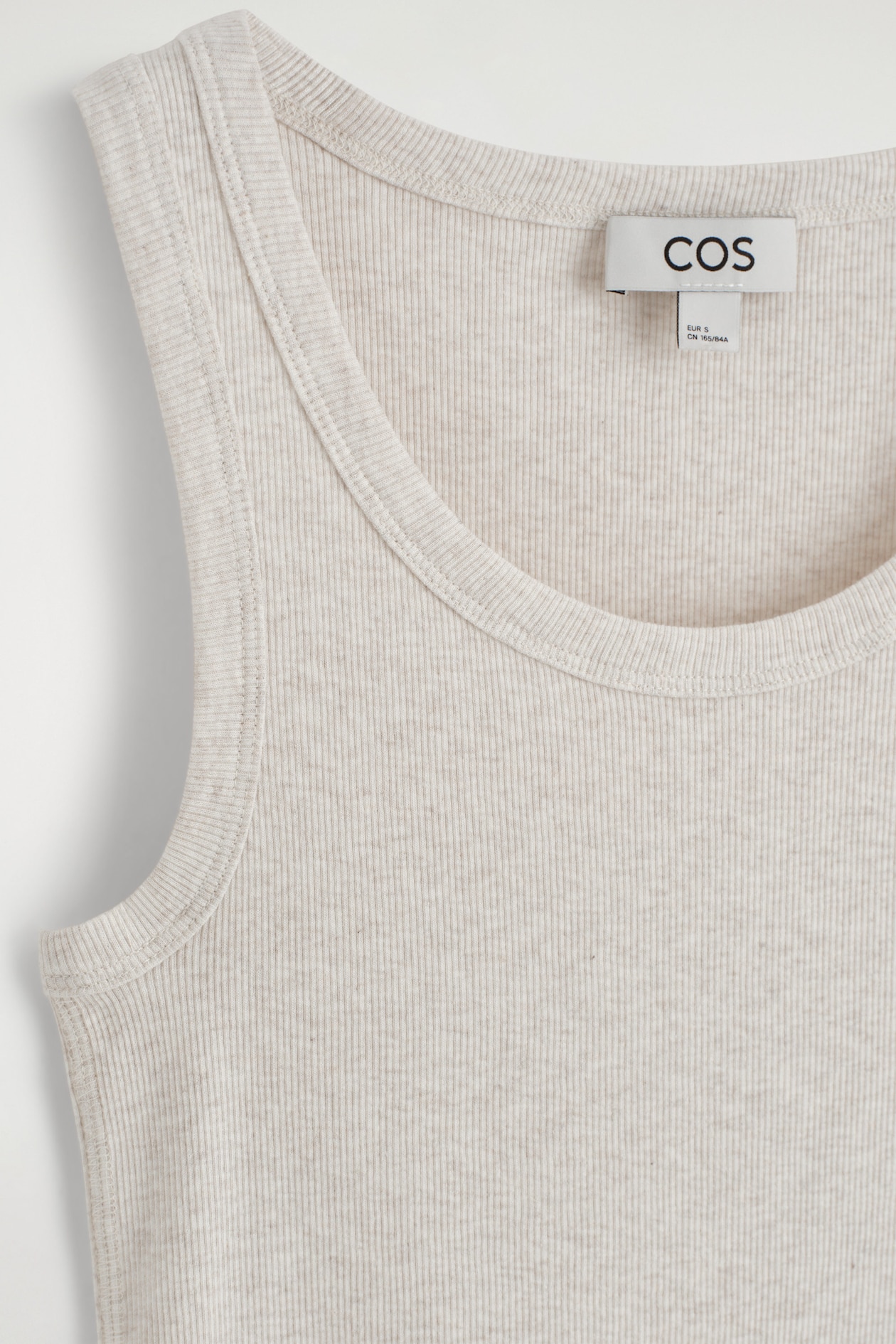 RIBBED COTTON TANK TOP — LIGHT BEIGE / UNDYED