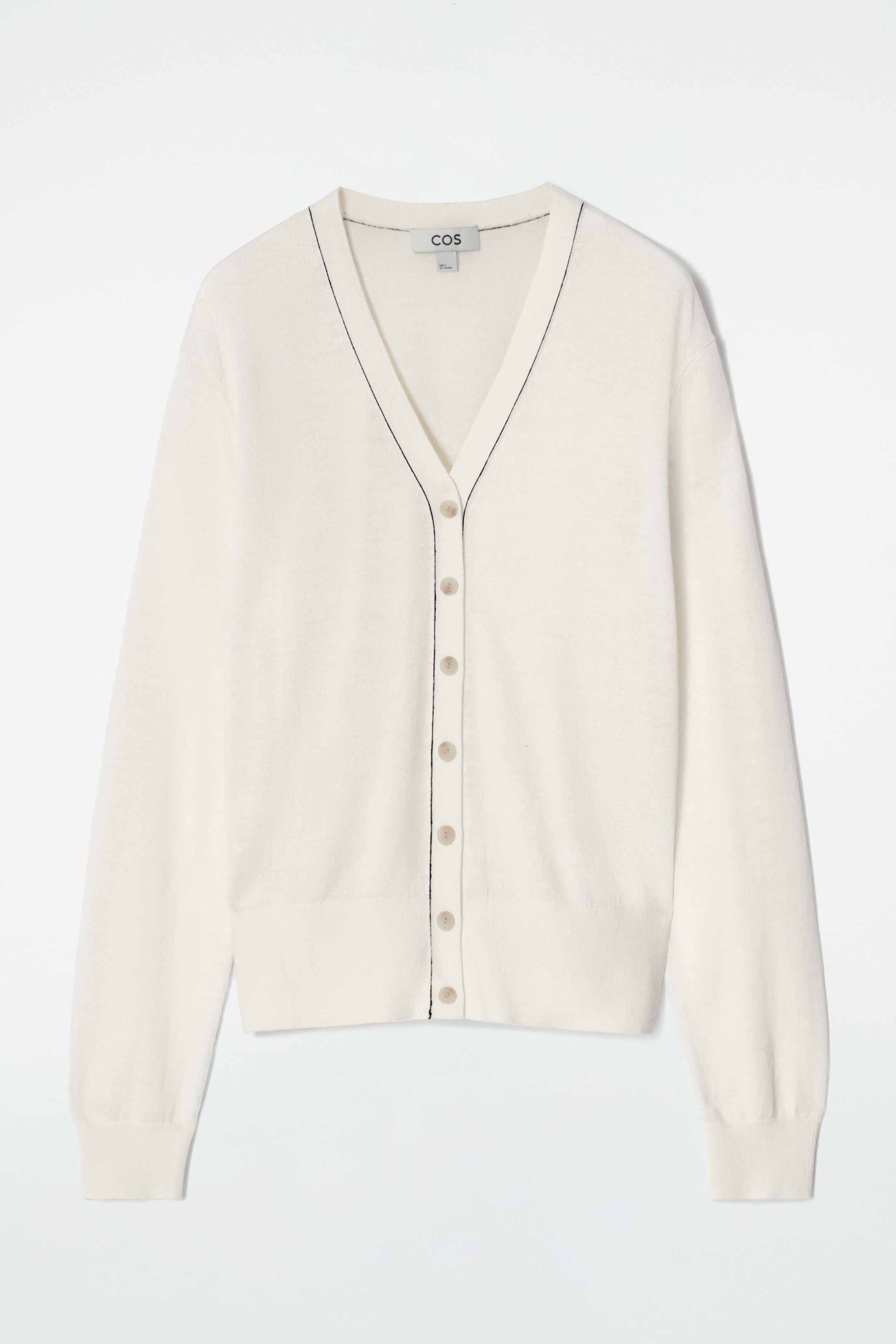 View larger image: MERINO WOOL-LINEN BLEND V-NECK CARDIGAN - OFF-WHITE - Ladies | H&M GB 7