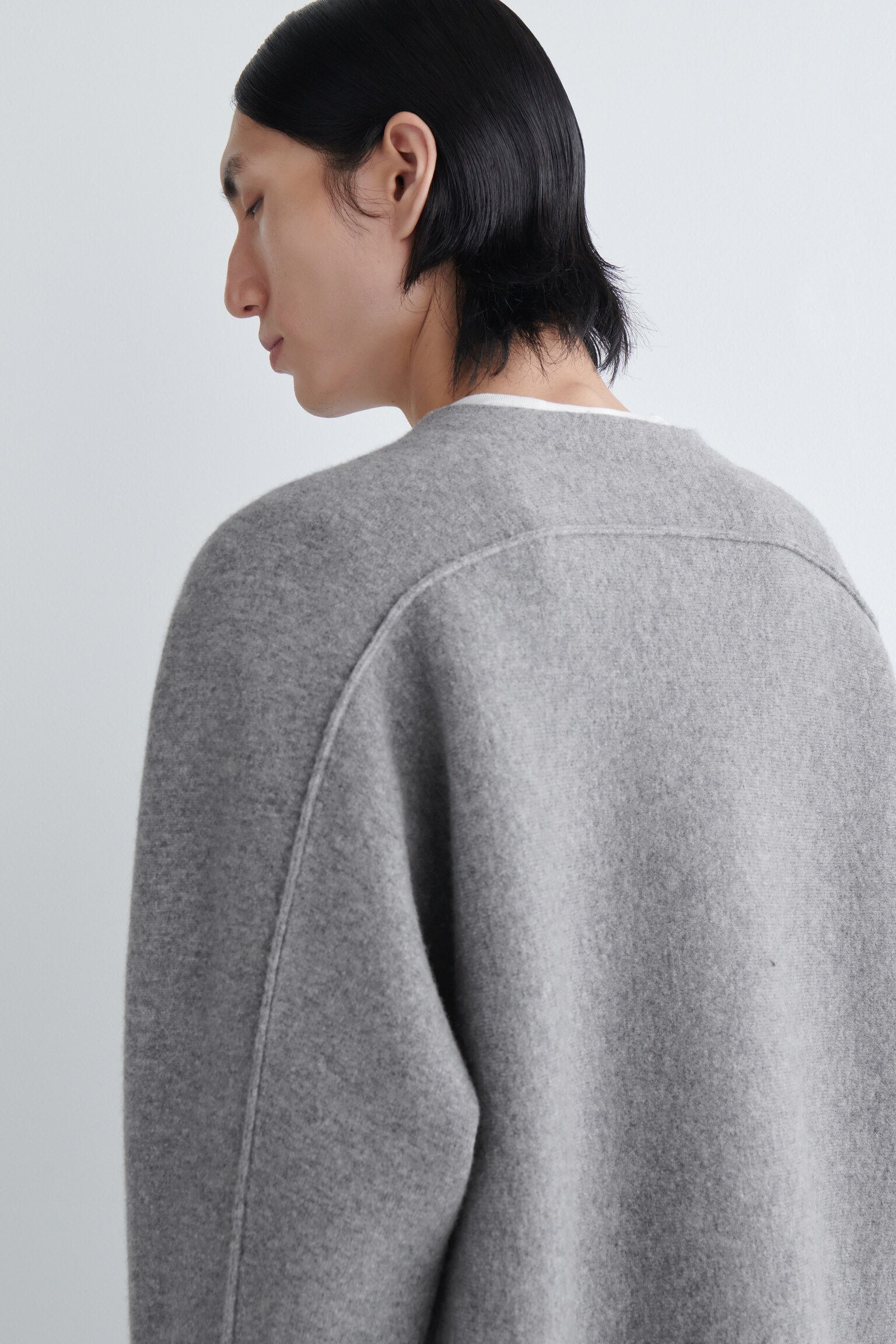 PULL HENLEY EN LAINE MÉRINOS DOUBLE FACE - GRIS - 7