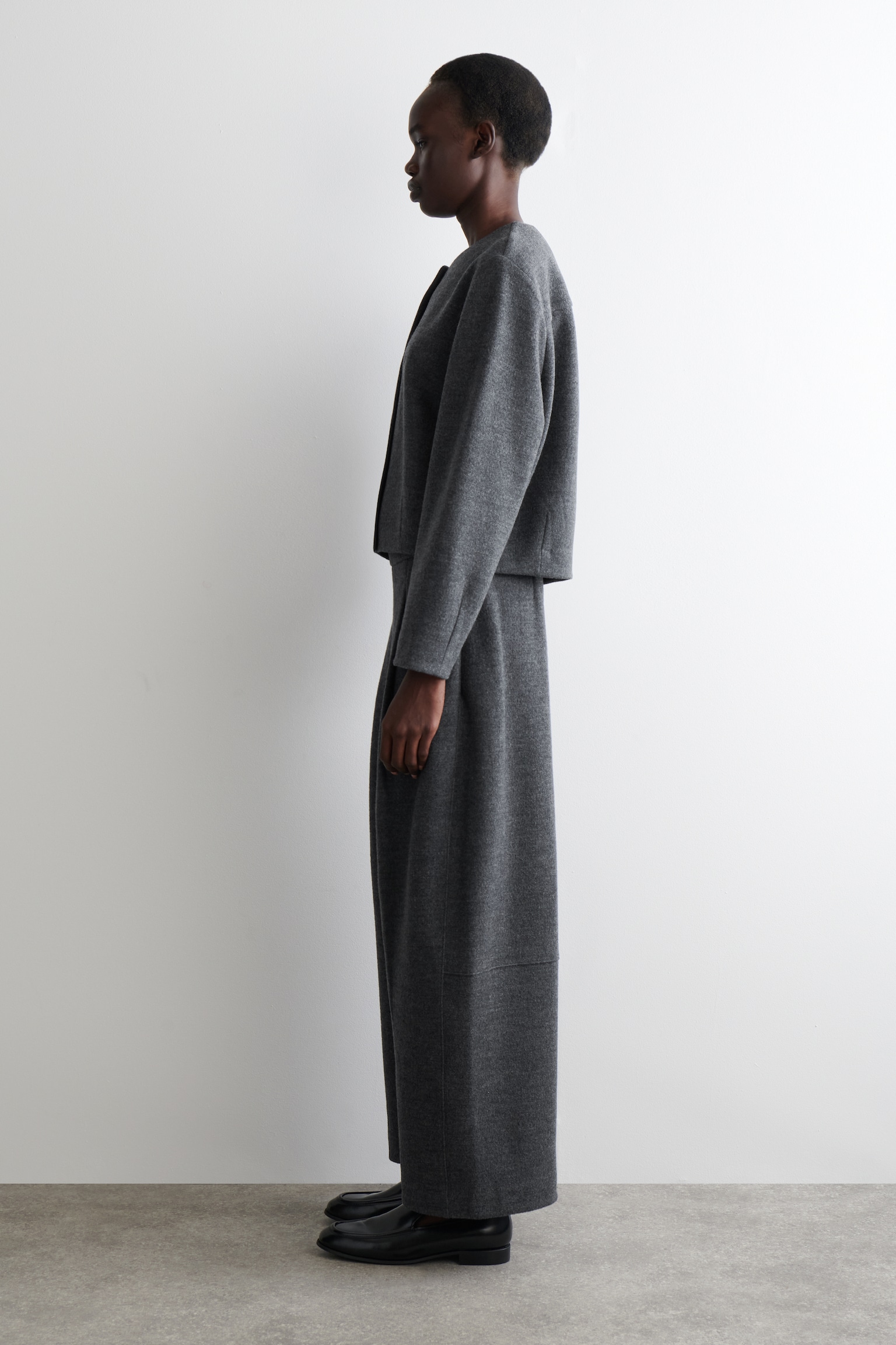 BOILED MERINO WOOL CARDIGAN - DARK-GREY MÉLANGE/NAVY - 8
