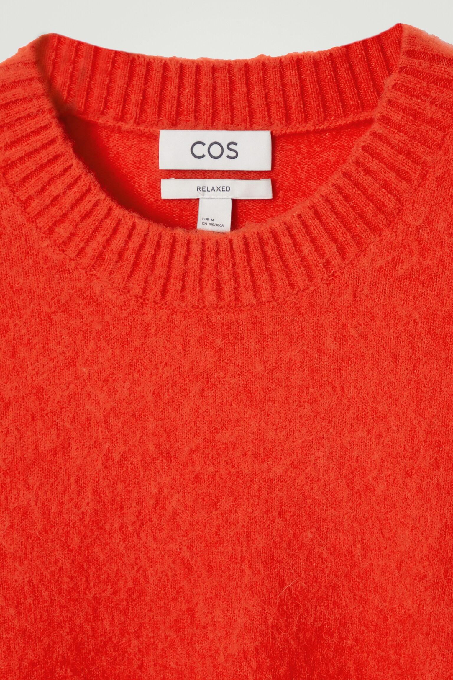 BRUSHED-WOOL CREW-NECK JUMPER - BRIGHT RED/OFF-WHITE - 2