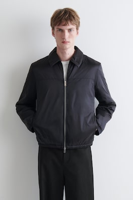 PADDED NYLON ZIP-UP BOMBER JACKET — NAVY 3