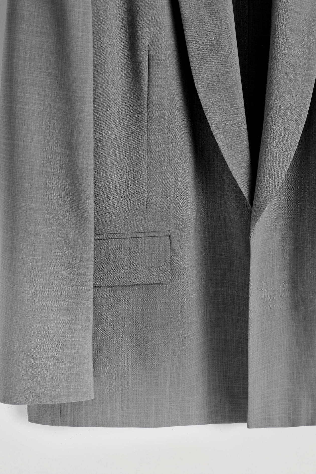 SHAWL-COLLAR WOOL BLAZER — GRAPHITE