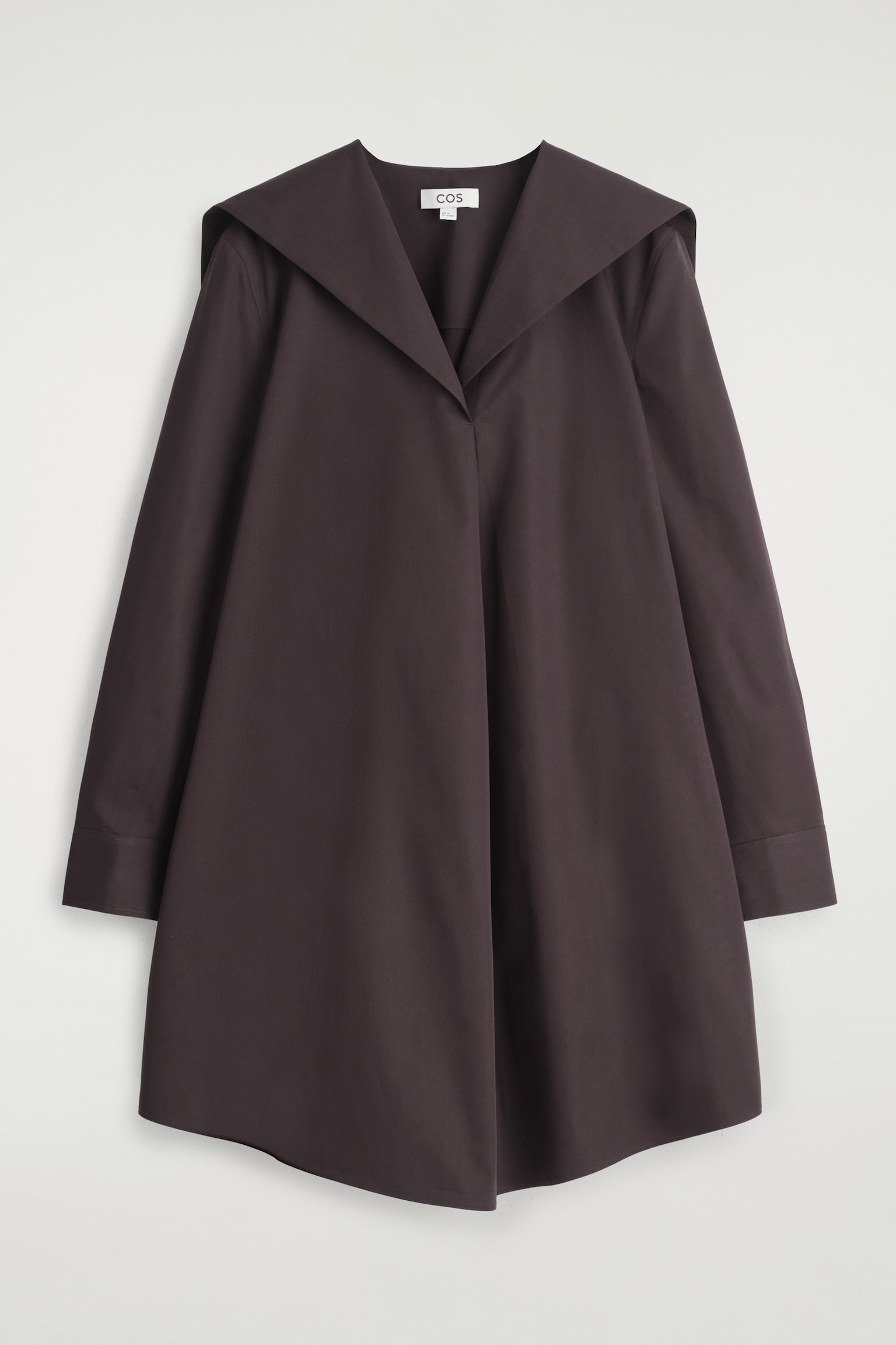 VESTIDO DE ALGODÓN CON CUELLO MARINERO - MARRÓN OSCURO - 2