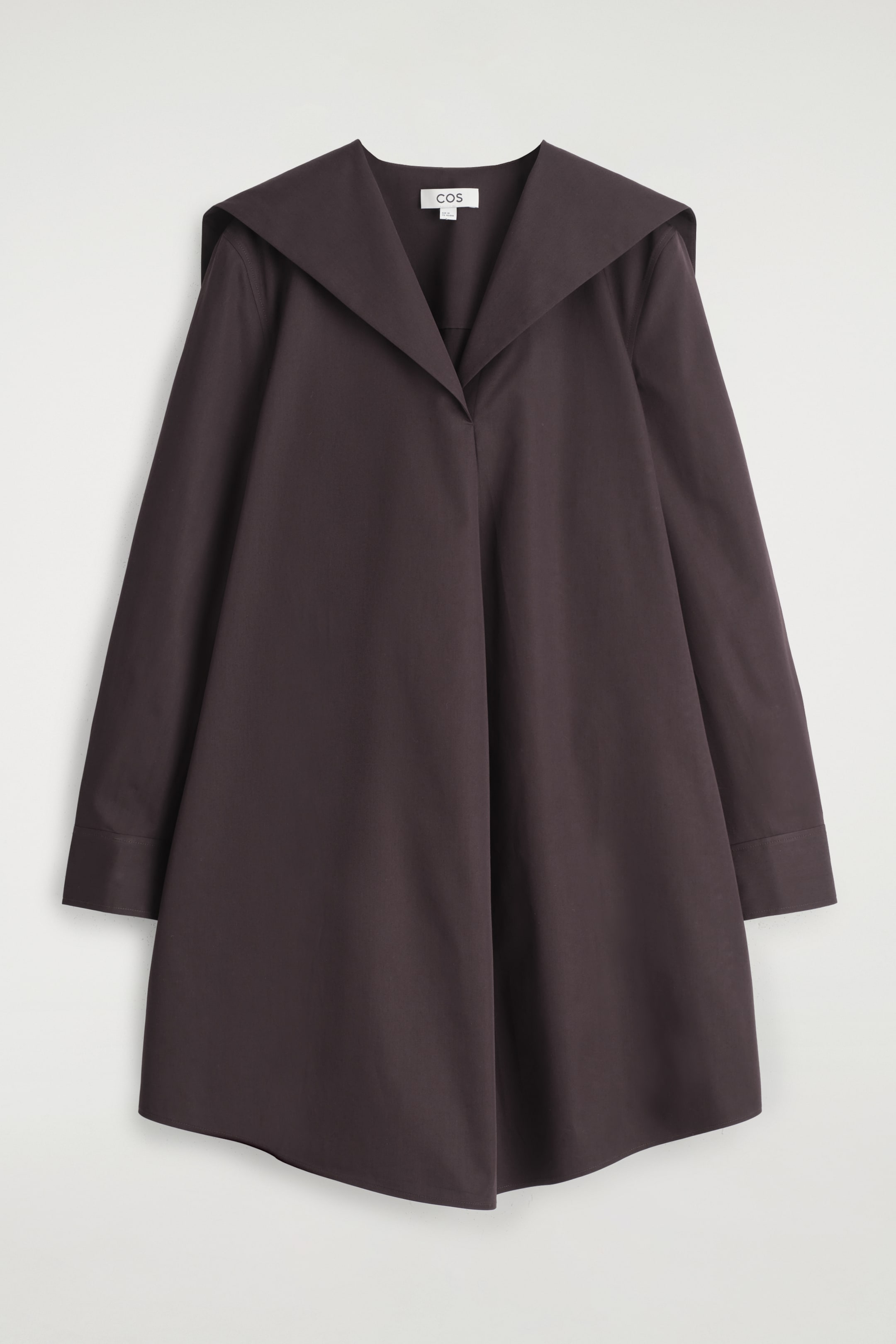 Ingrandisci l'immagine: SAILOR-COLLAR COTTON MINI DRESS - DARK BROWN - DONNA | H&M CH 6