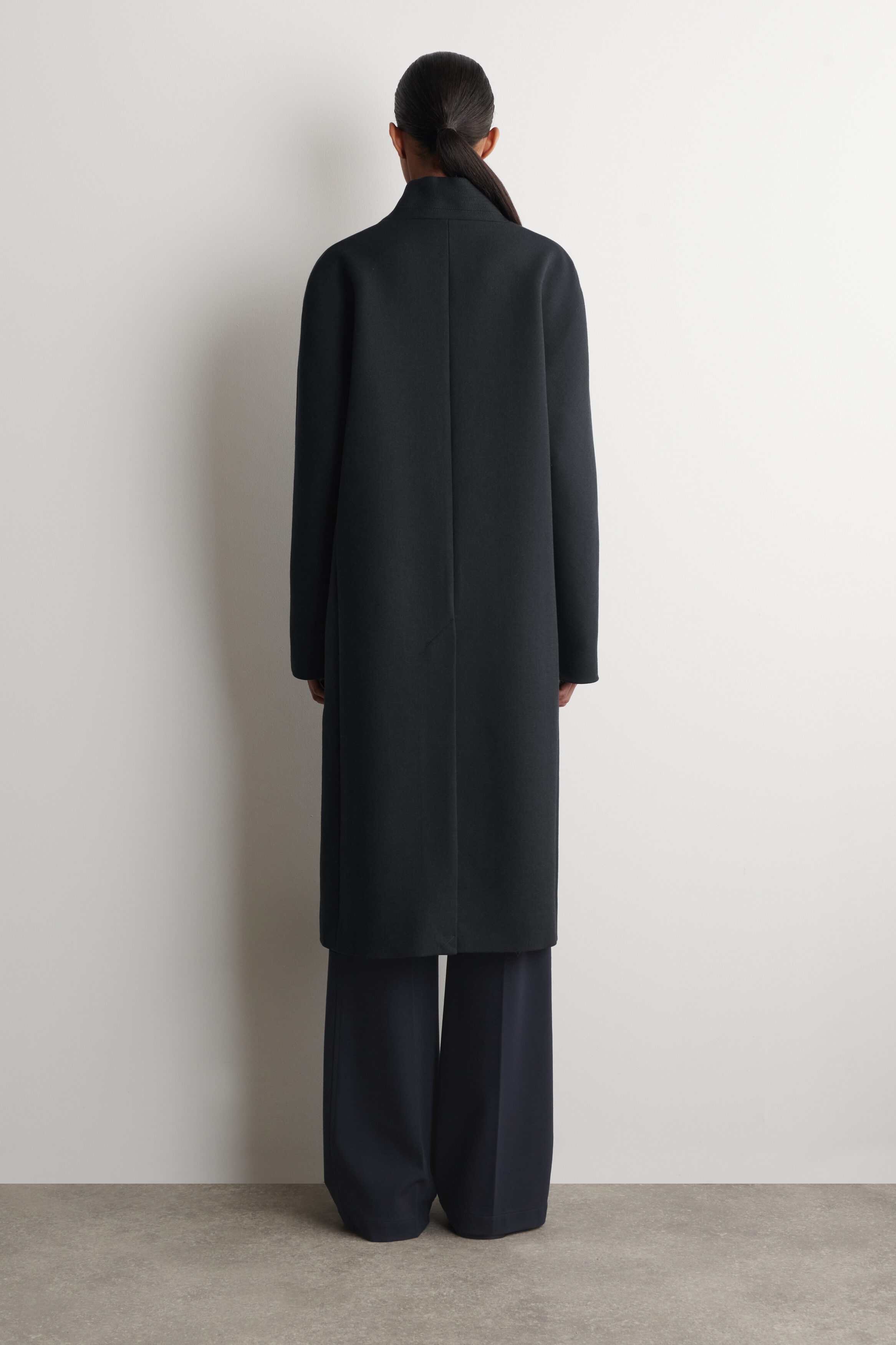COLLARLESS WOOL-TWILL COAT - DARK GRAY | COS US