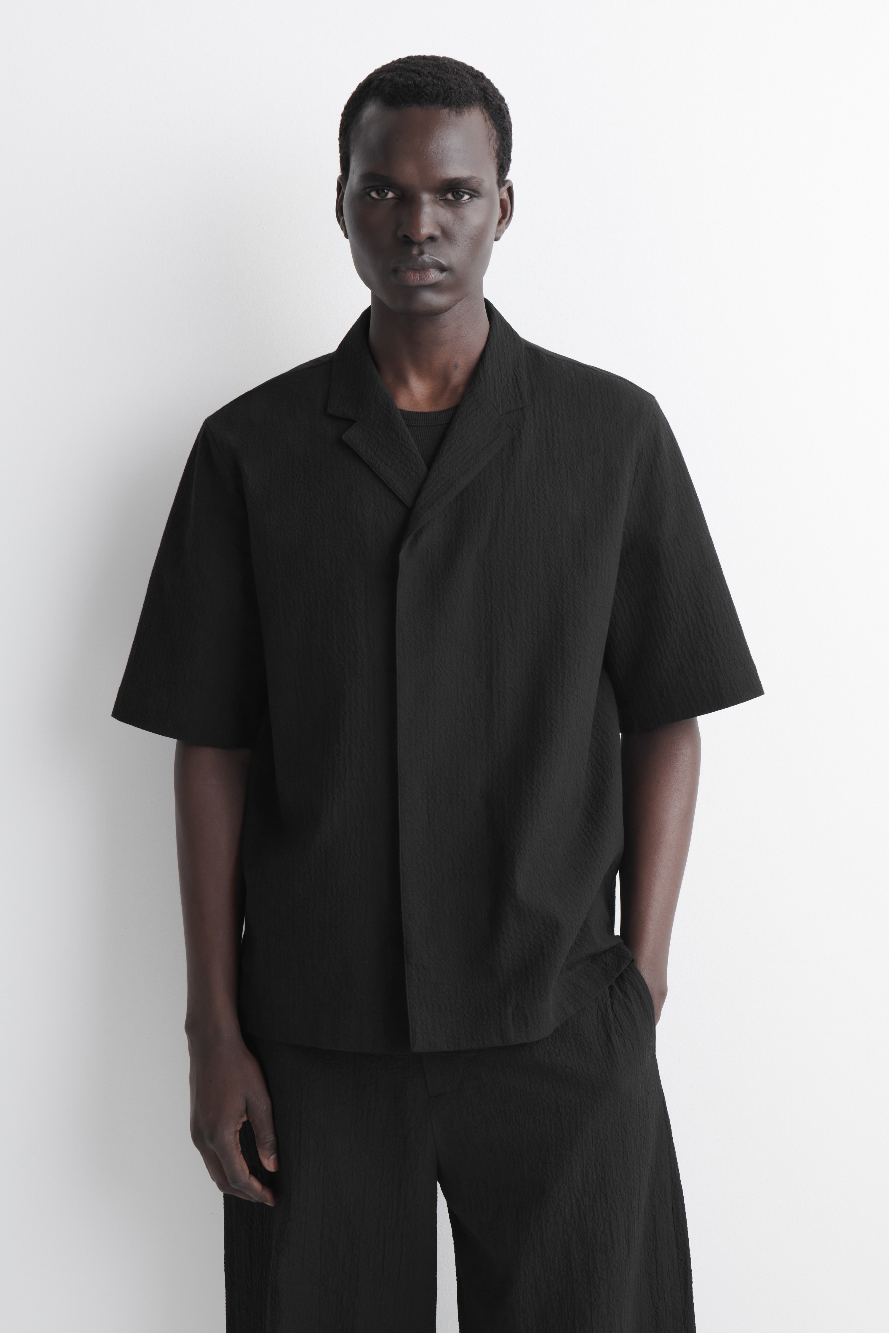 CAMICIA RESORT IN SEERSUCKER - NERO/GRIGIO / QUADRI