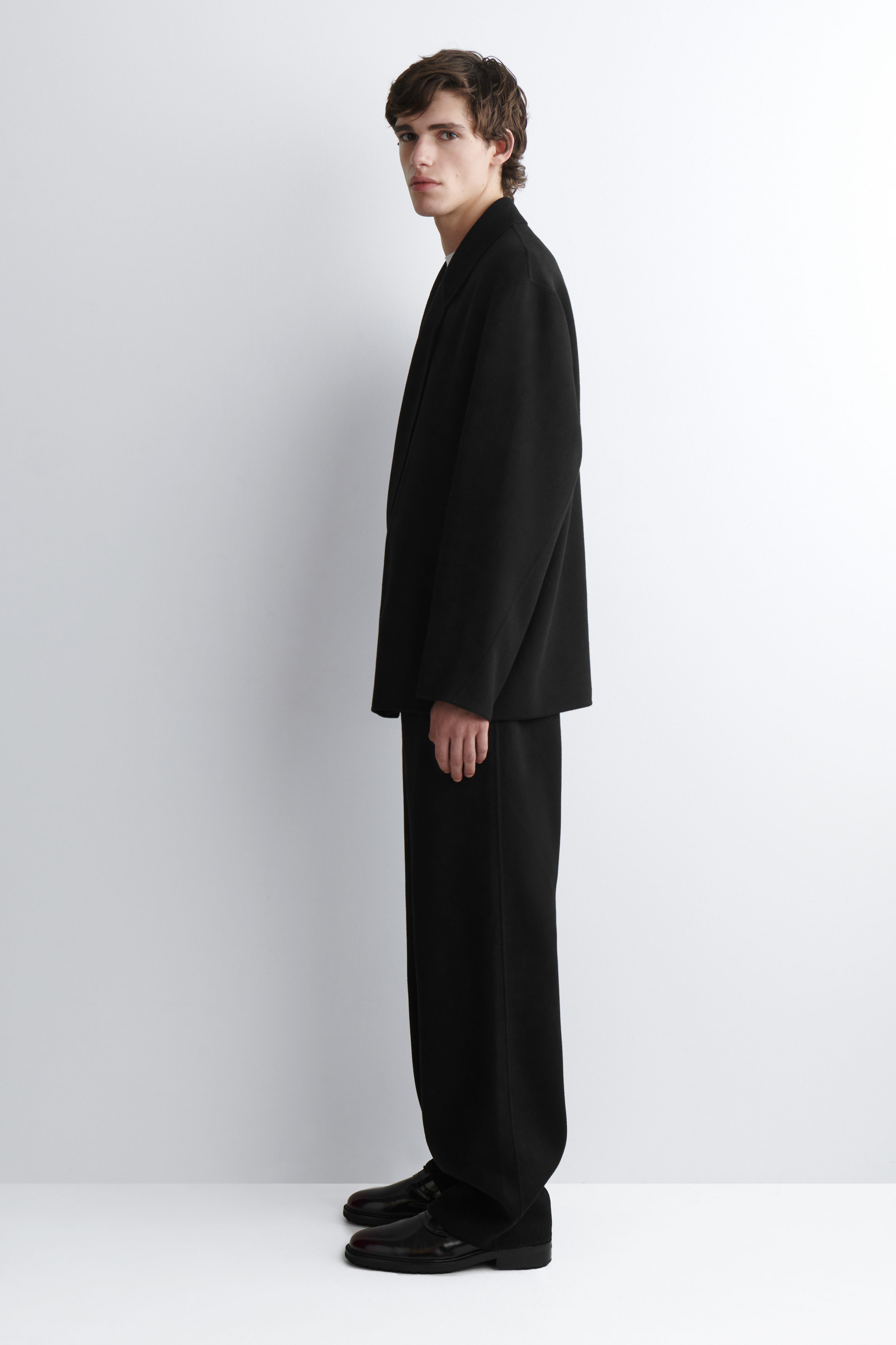 DOUBLE-FACED WOOL OVERSHIRT - BLACK | COS