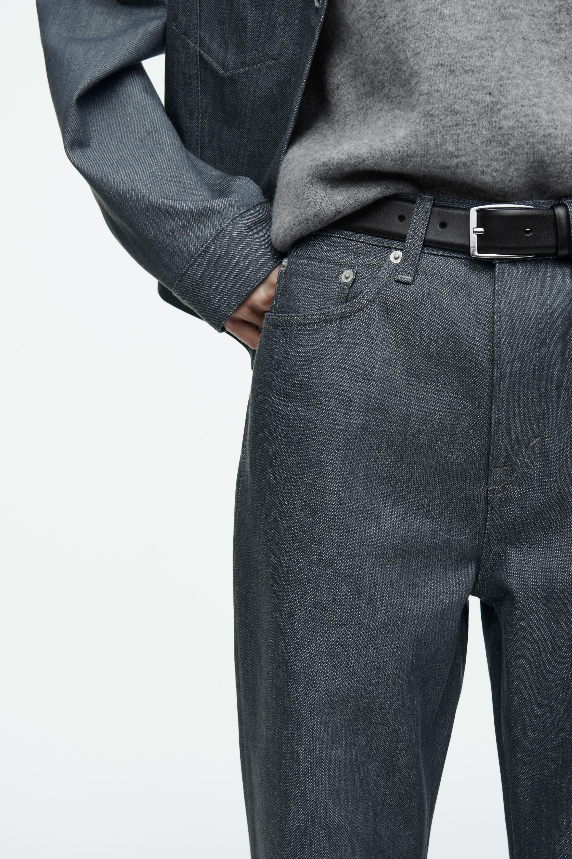 COLUMN STRAIGHT-LEG JEANS - RAW GRAY | COS US