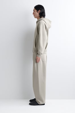 COTTON-PIQUÉ OVERSIZED BARREL-LEG JOGGERS — BEIGE 2