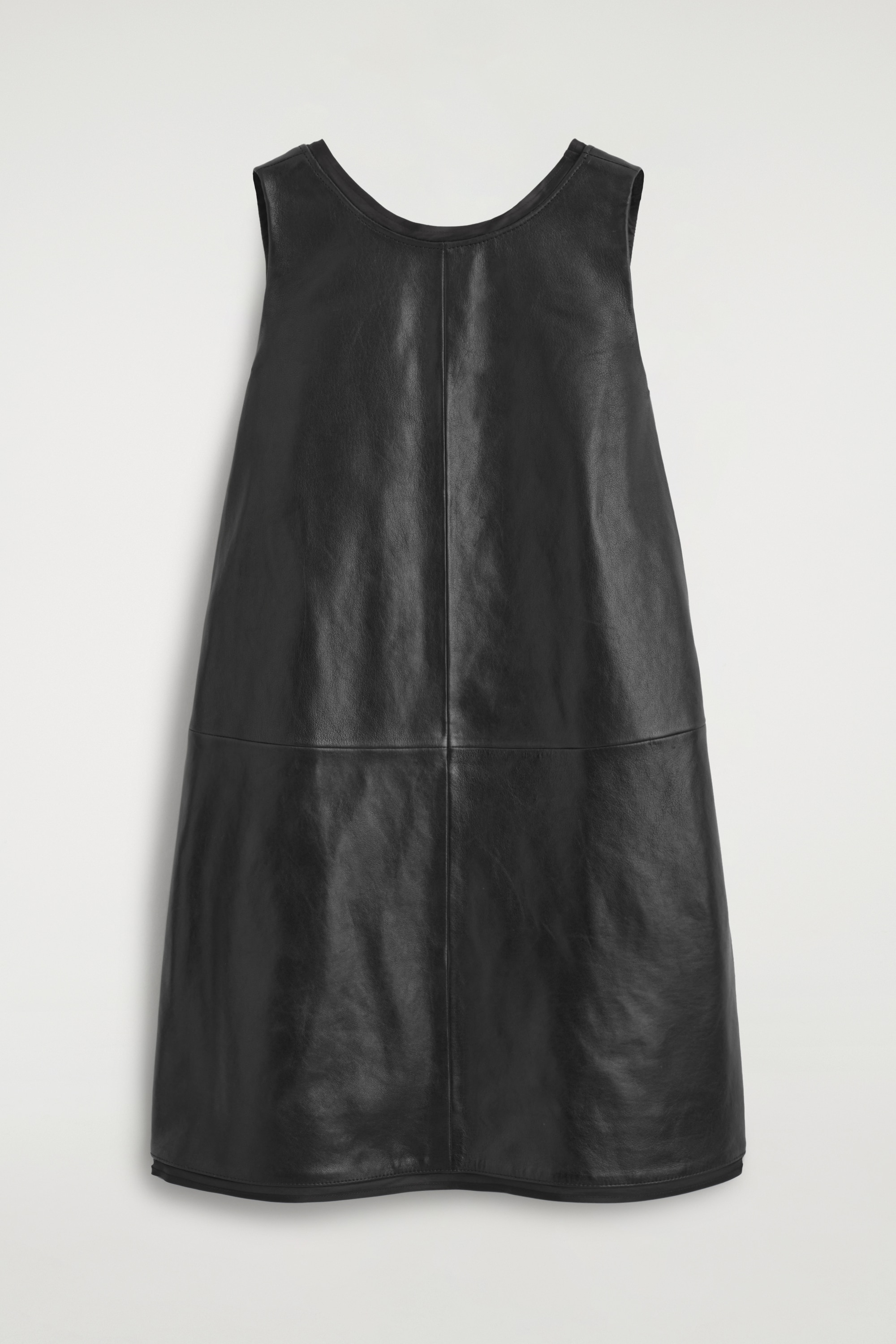 LEATHER A-LINE MINI DRESS - SVART