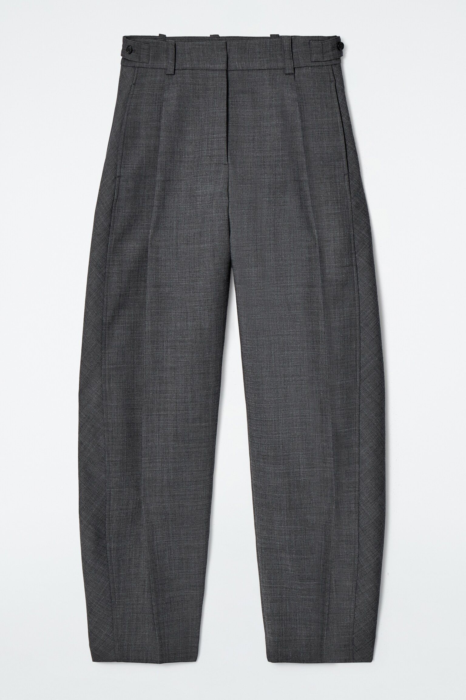 WOOL-BLEND BARREL-LEG TROUSERS - GREY/BLACK - 1
