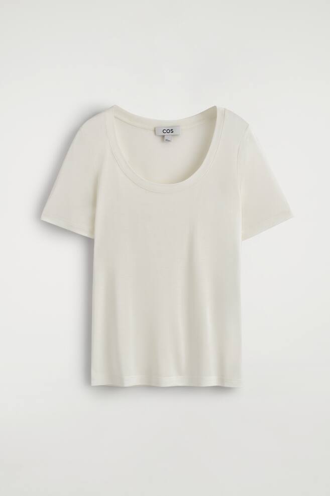 SCHMALES T-SHIRT AUS SEIDE - ELFENBEIN/NAVYBLAU/ROSA/GRAU MELIERT/BRAUN MELIERT - 1