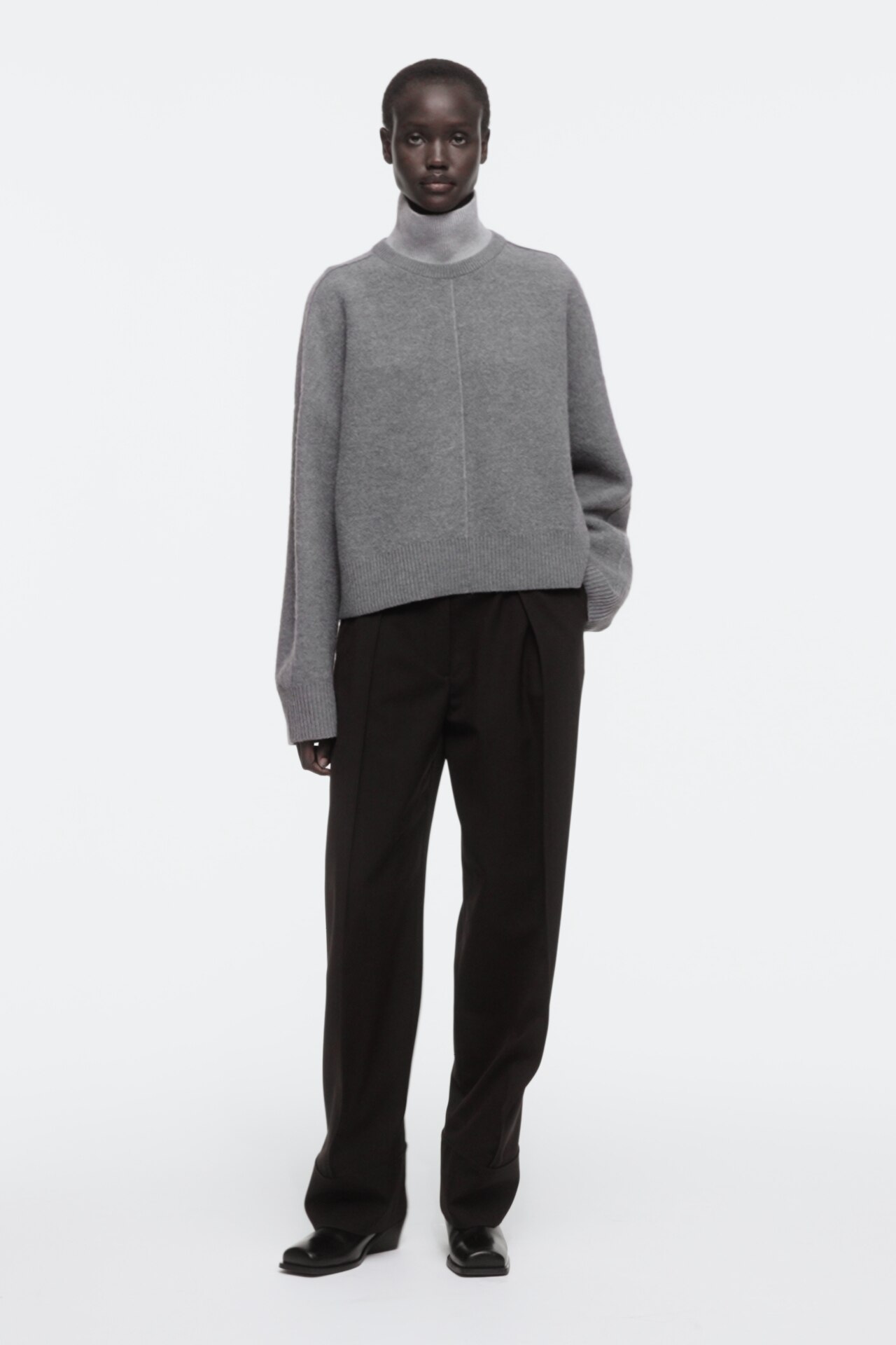 COLOR-BLOCK LAYERED WOOL SWEATER - GRAY | COS