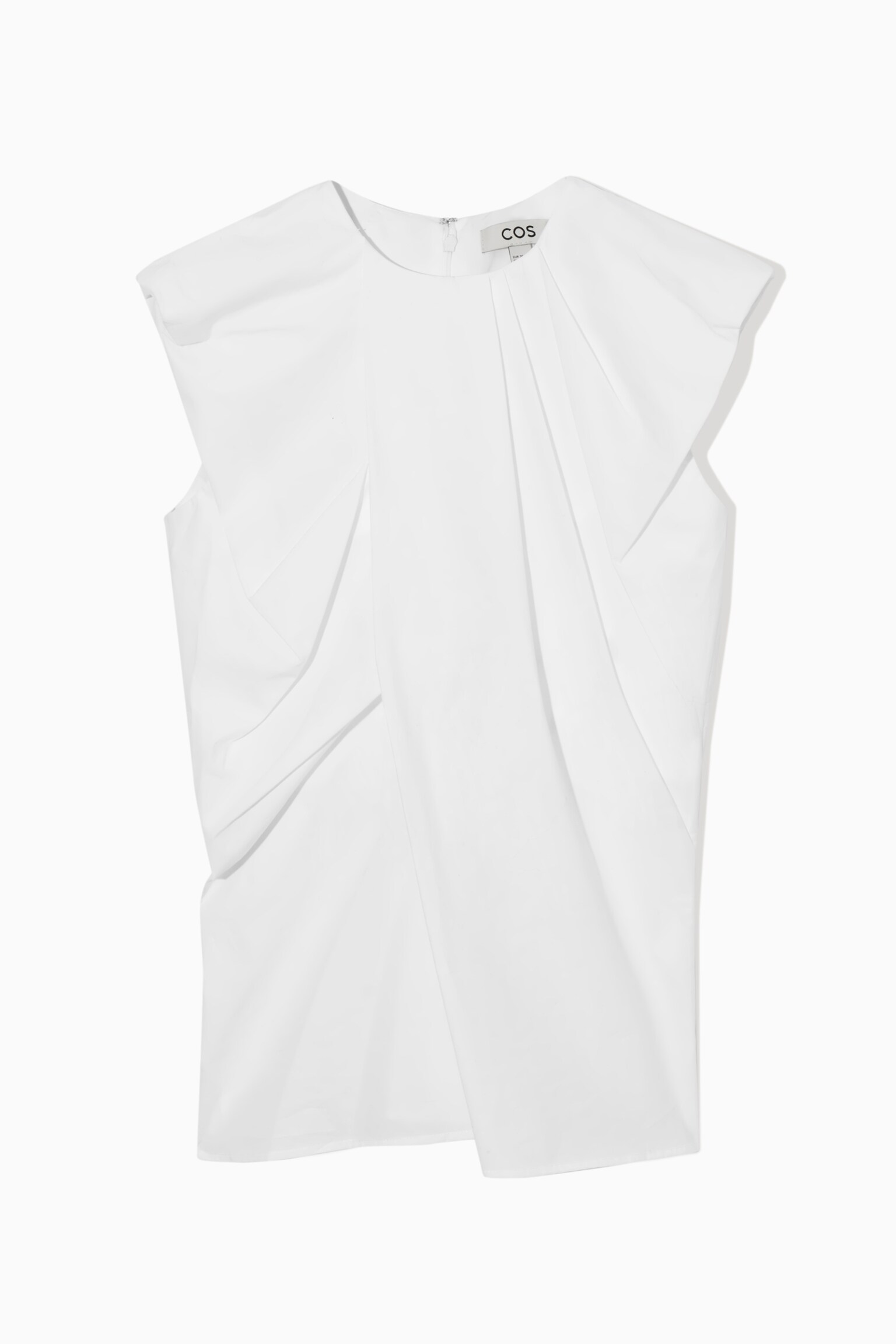 GATHERED DRAPED SLEEVELESS TOP - WHITE/BRIGHT PINK