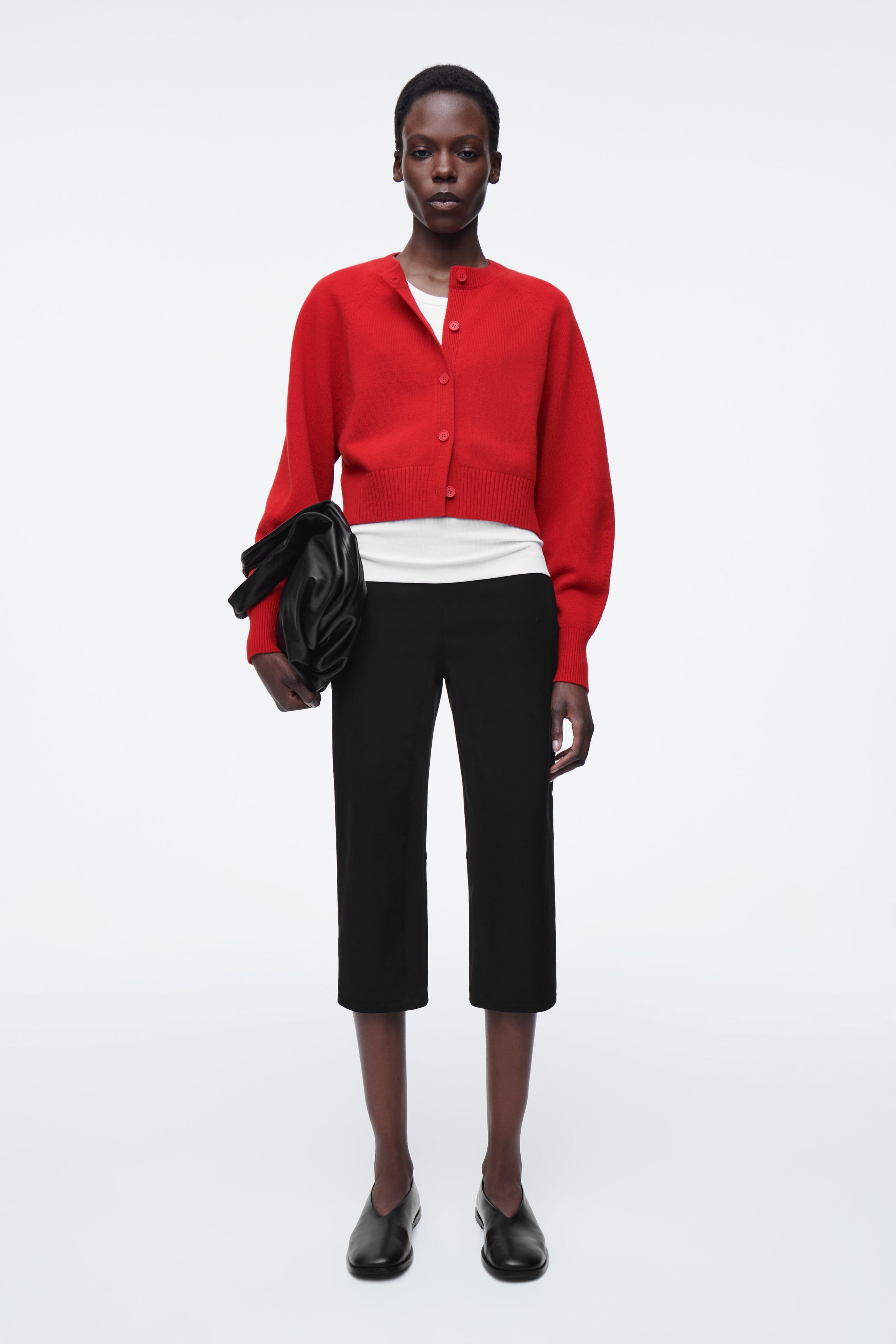 CROPPED WOOL CARDIGAN - RED | COS US