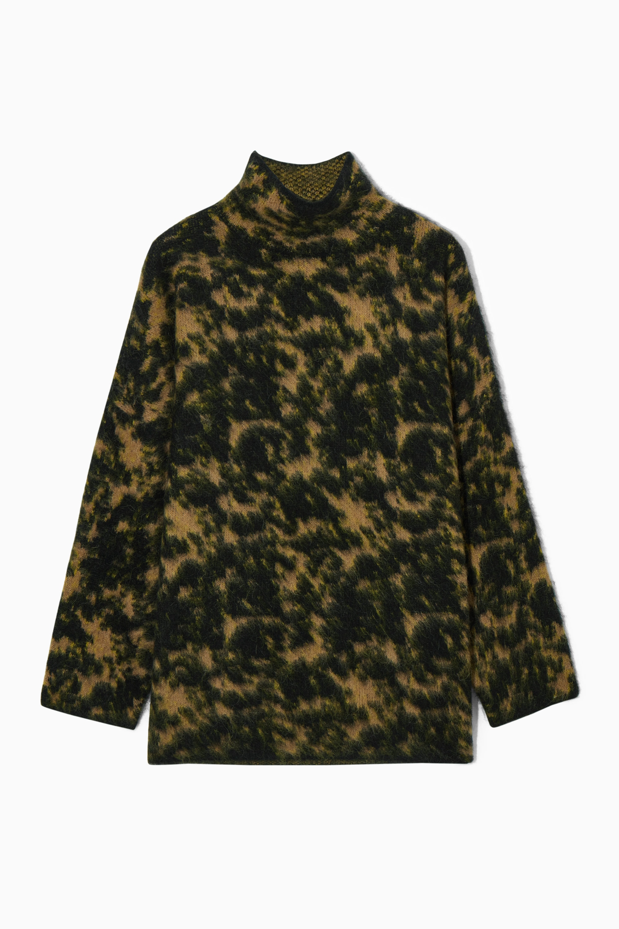 TORTOISESHELL-JACQUARD ALPACA-BLEND JUMPER - BEIGE / BLACK | COS