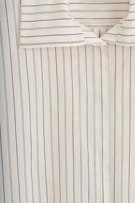 STRIPED COTTON-SILK HIGH-COLLAR SHIRT — IVORY / BROWN / STRIPED 7