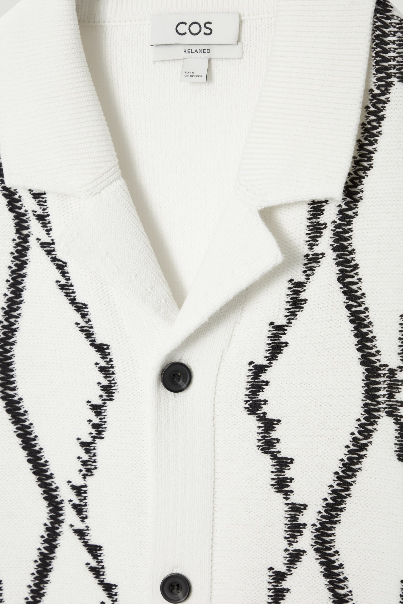 RELAXED ABSTRACT ARGYLE-KNIT SHIRT - WHITE/TURQUOISE - 2