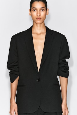 TWILL SINGLE-BREASTED BLAZER — BLACK 6