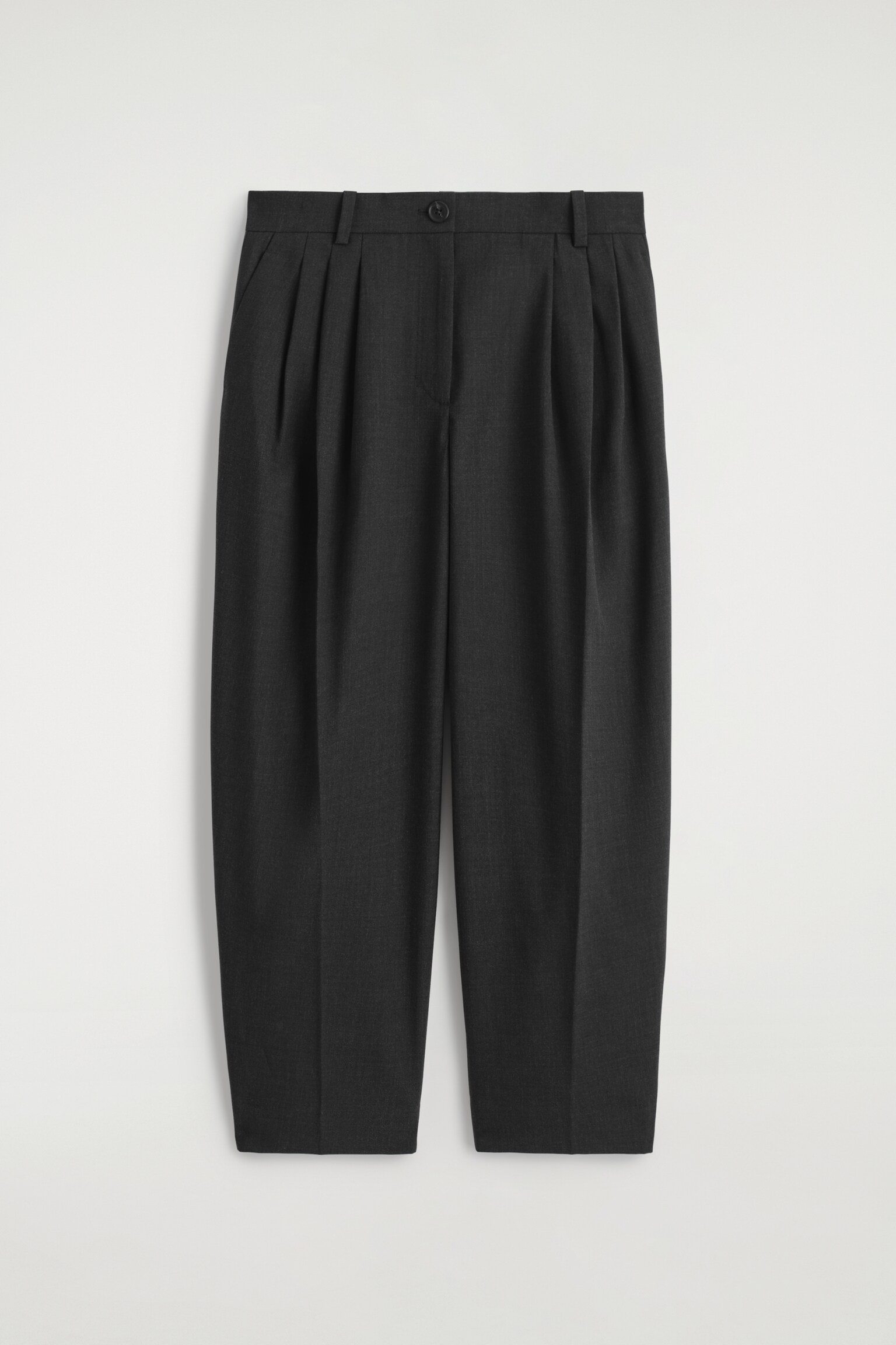 PANTALON BARREL À PLIS EN LAINE - NOIR/BEIGE CHINÉ - 2