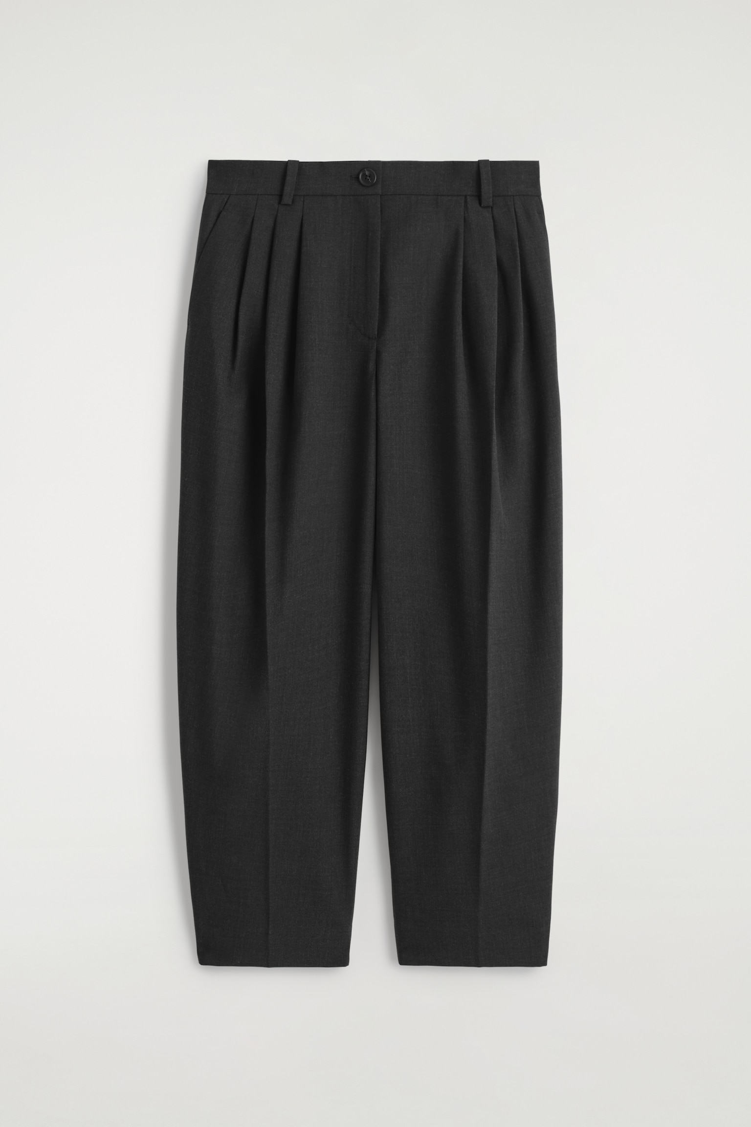 PANTALON BARREL À PLIS EN LAINE - NOIR/BEIGE CHINÉ/TAUPE - 2