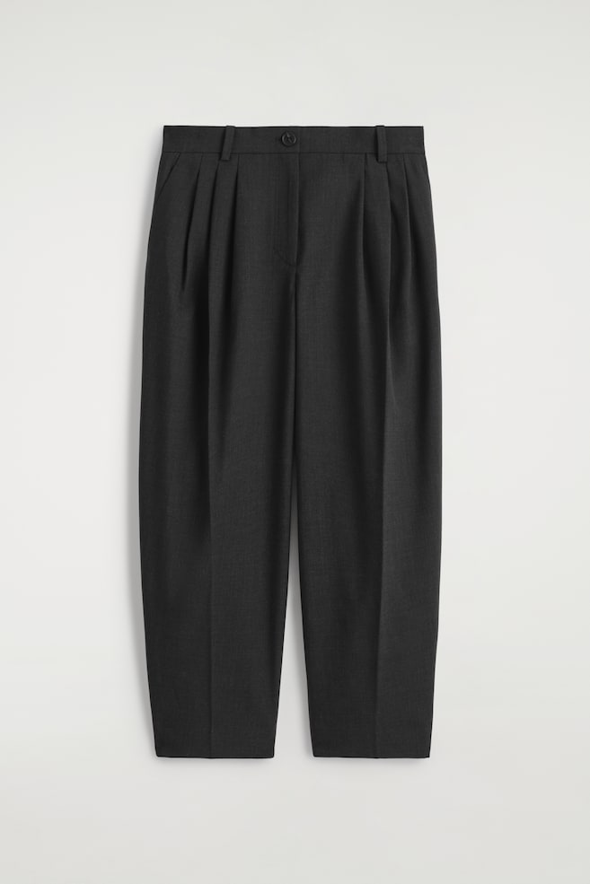 PLEATED BARREL-LEG WOOL TROUSERS - CHARCOAL/MOLE/BEIGE MÉLANGE - 1