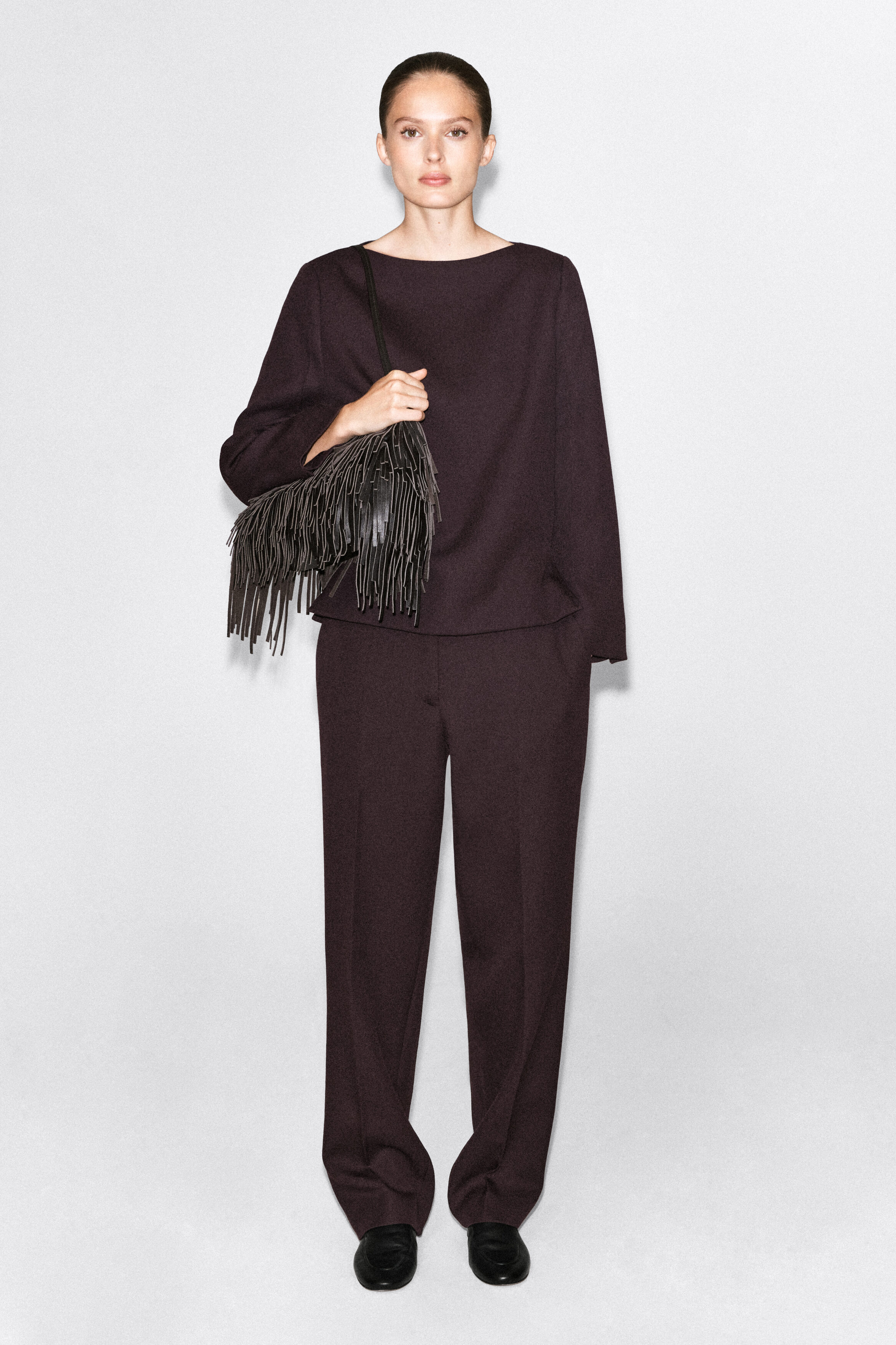 TAILORED WOOL STRAIGHT-LEG PANTS - thumbnail 2