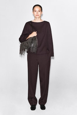 TAILORED WOOL STRAIGHT-LEG PANTS — UMBER 2