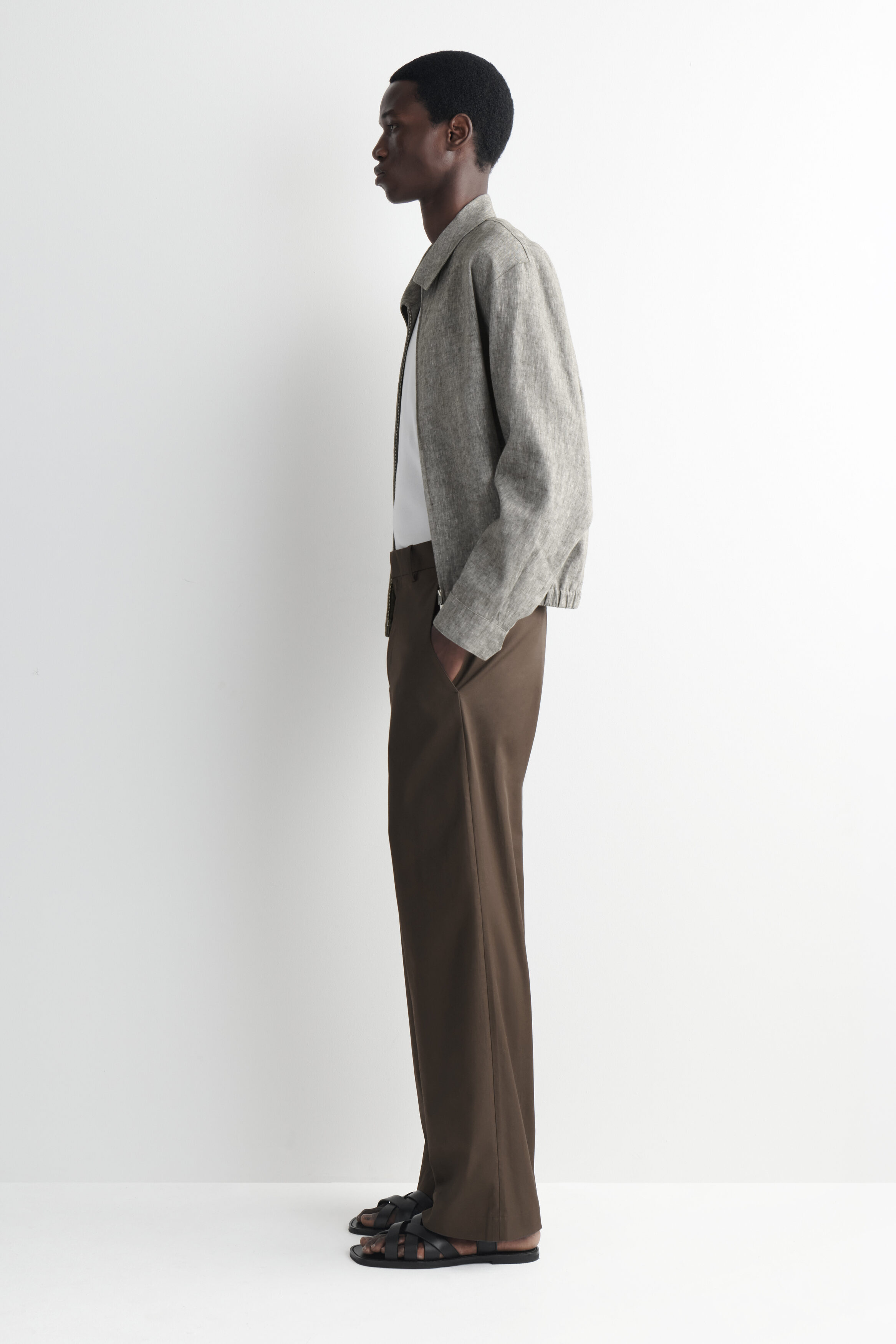 COTTON RELAXED-FIT WIDE-LEG CHINOS - DARK BROWN | COS NO