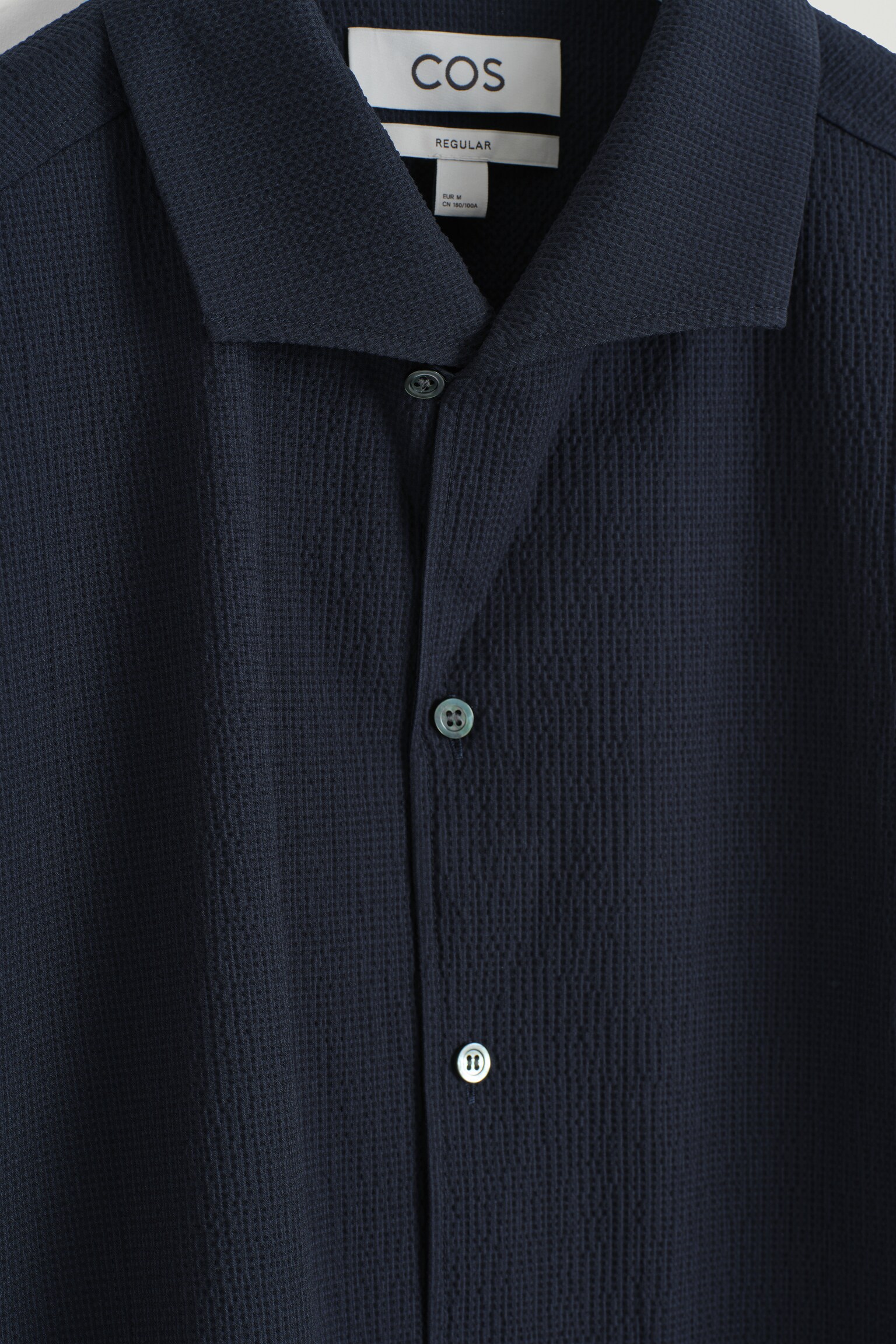 CAMICIA IN SEERSUCKER CON COLLETTO APERTO - BLU NAVY/BIANCO - 6