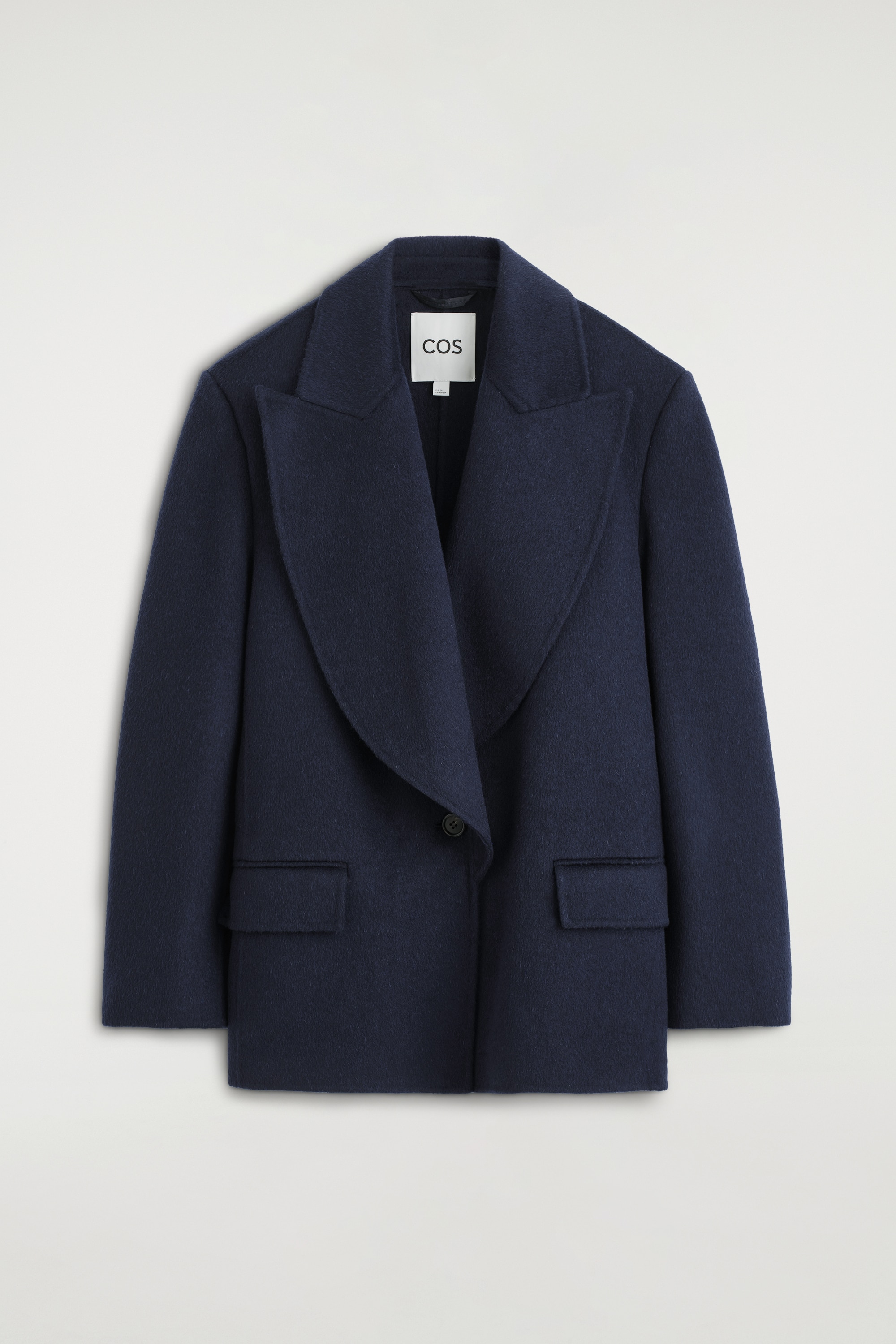 GETAILLEERDE BLAZER VAN EEN WOLMIX MET DRAPERIE - MARINEBLAUW