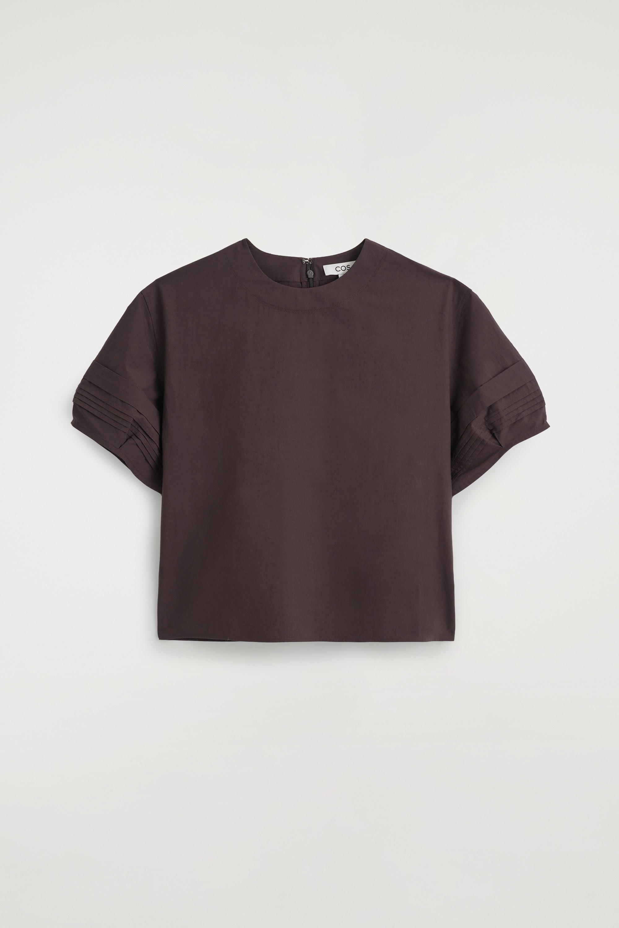 KRÅSBLUS MED STRÅVECK I BOMULL - BRUN/OFF-WHITE