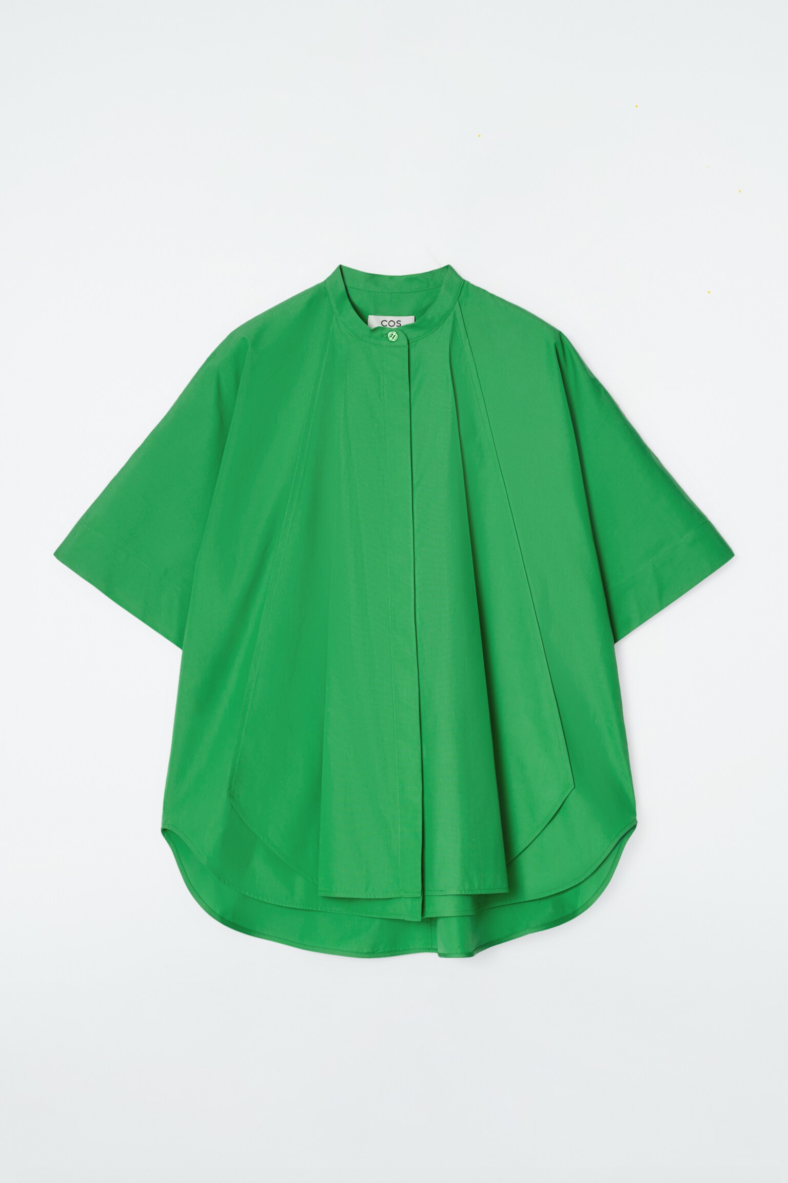 CHEMISE OVERSIZE À OURLET ARRONDI EN COTON - VERT/BLANC - 2