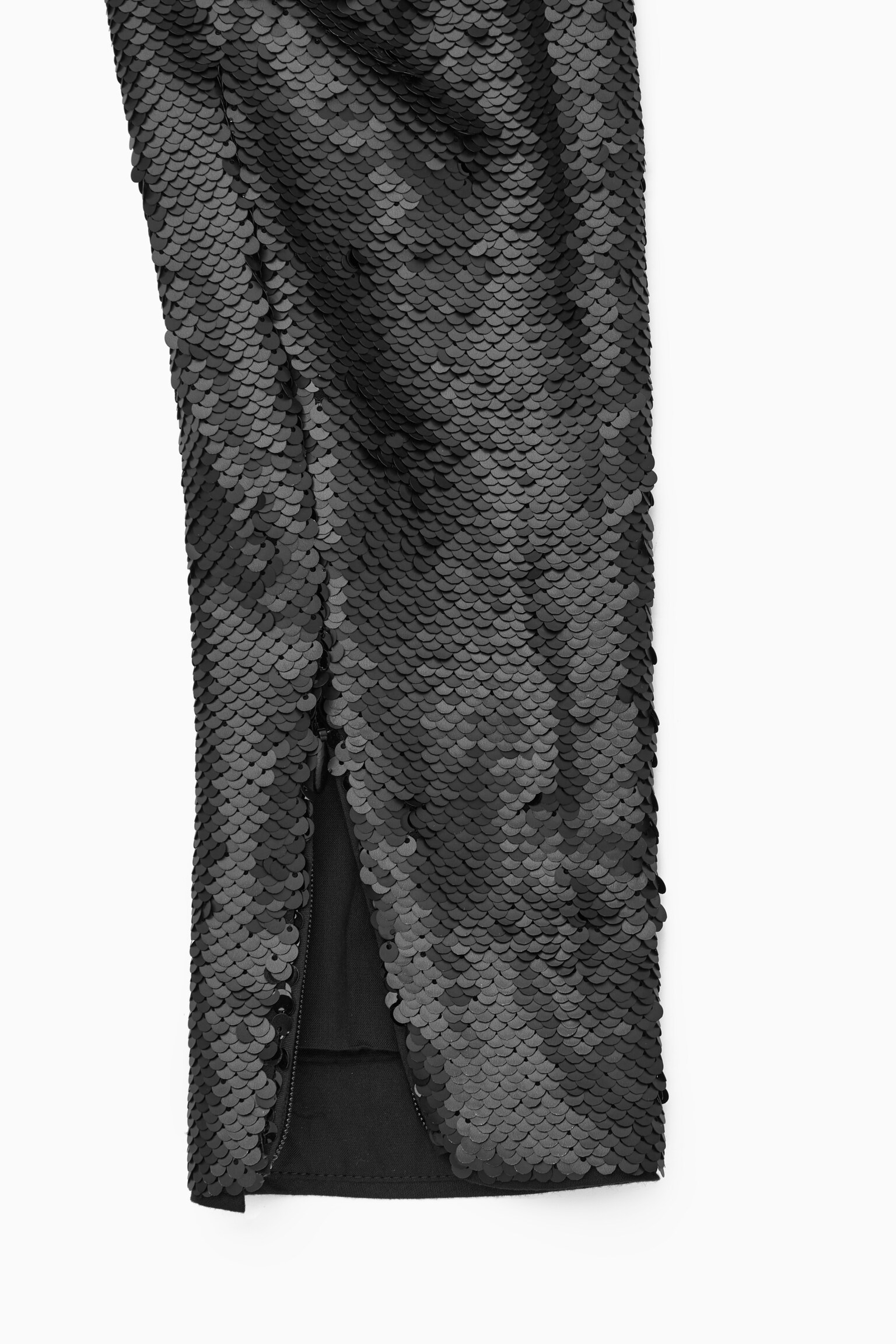 ASYMMETRIC SEQUINNED MINI DRESS - BLACK - 2