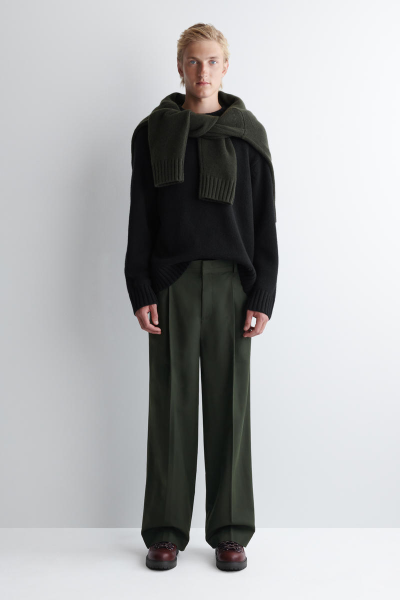Cos Pleated Wide-leg Trousers In Green