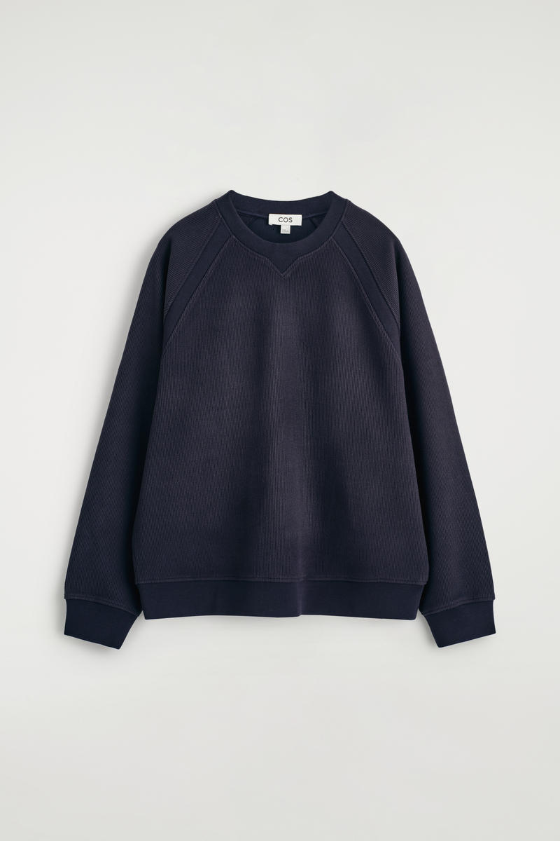 Cos Corduroy-jersey Sweatshirt In Navy In Blue