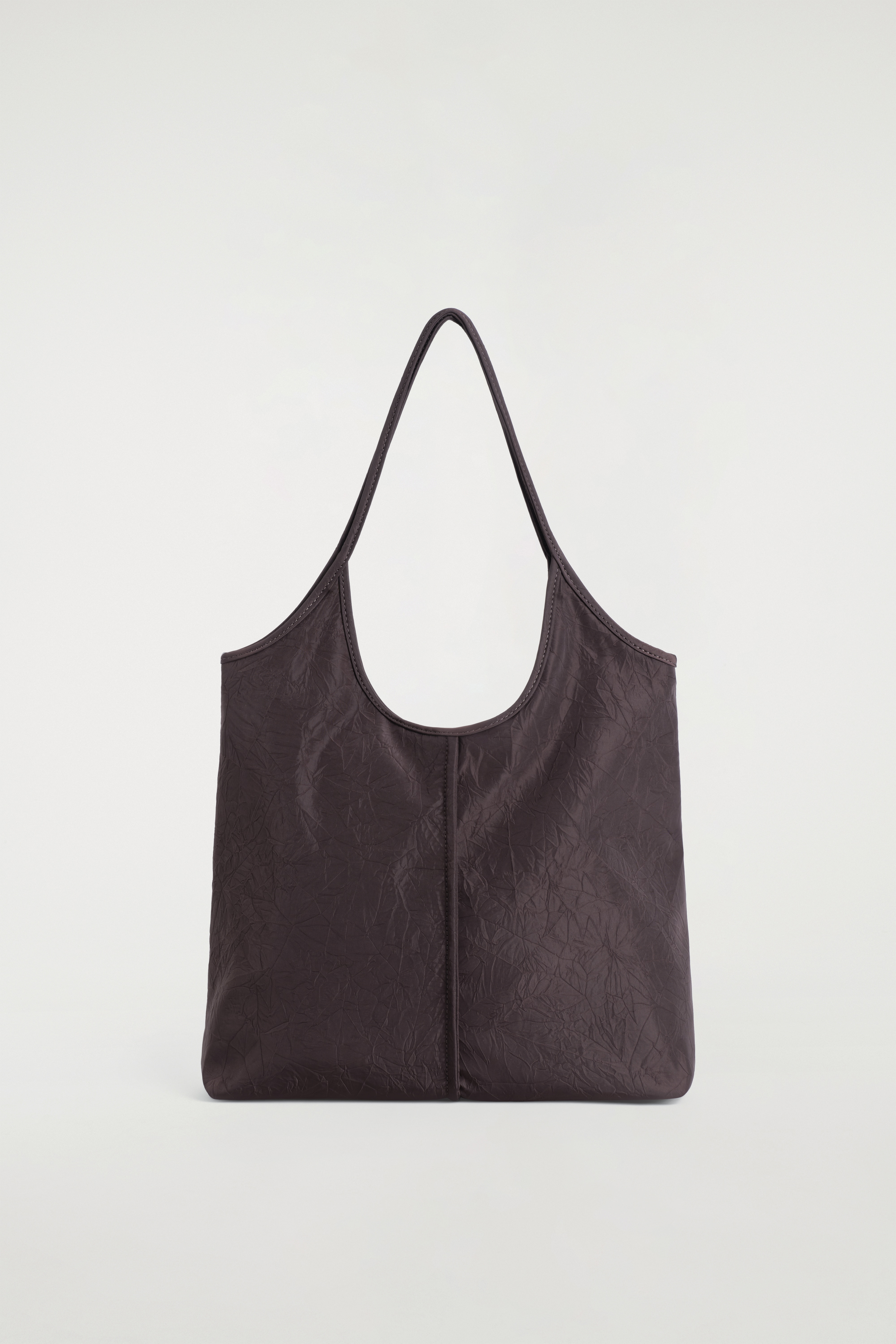 SCULPTED TOTE BAG - CRINKLED SHELL - חום